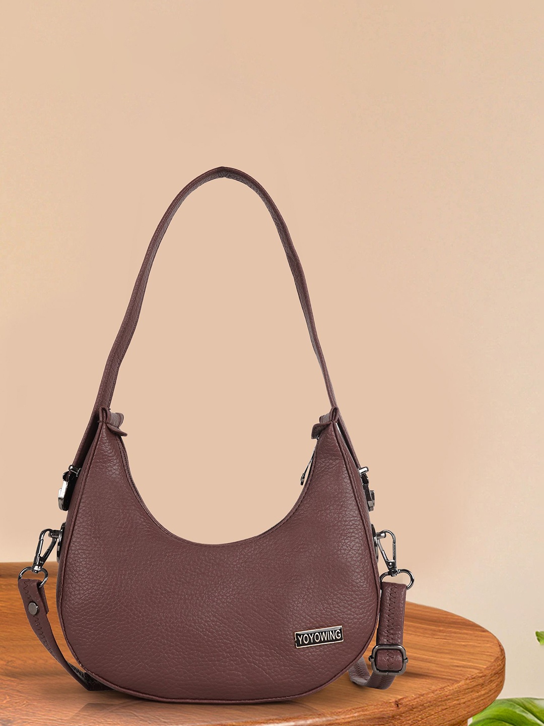 

YOYOWING Women Textured Solid Shopper Shoulder Bag, Brown