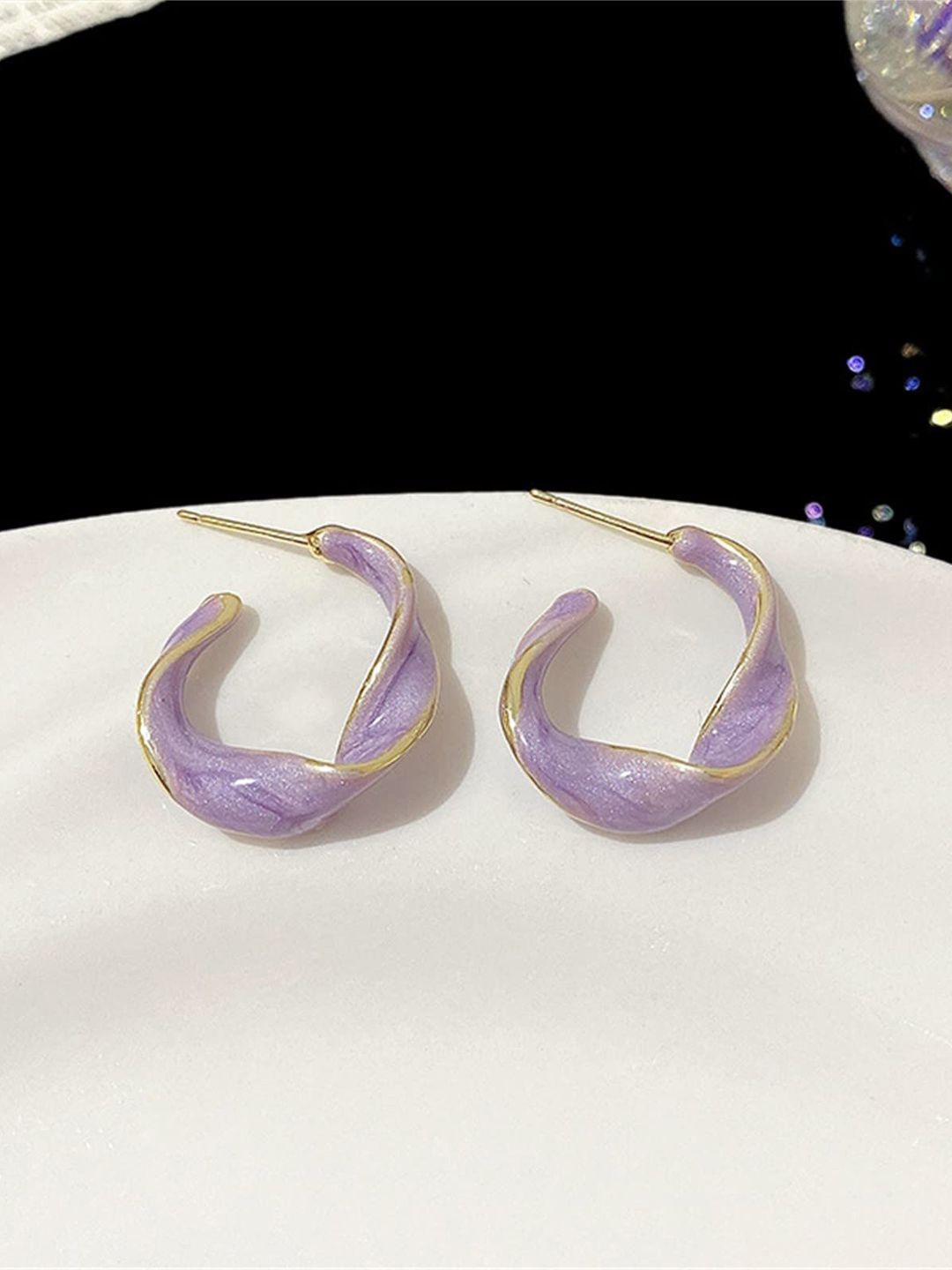 

styledose Sterling Silver Twisted Classic Studs, Purple