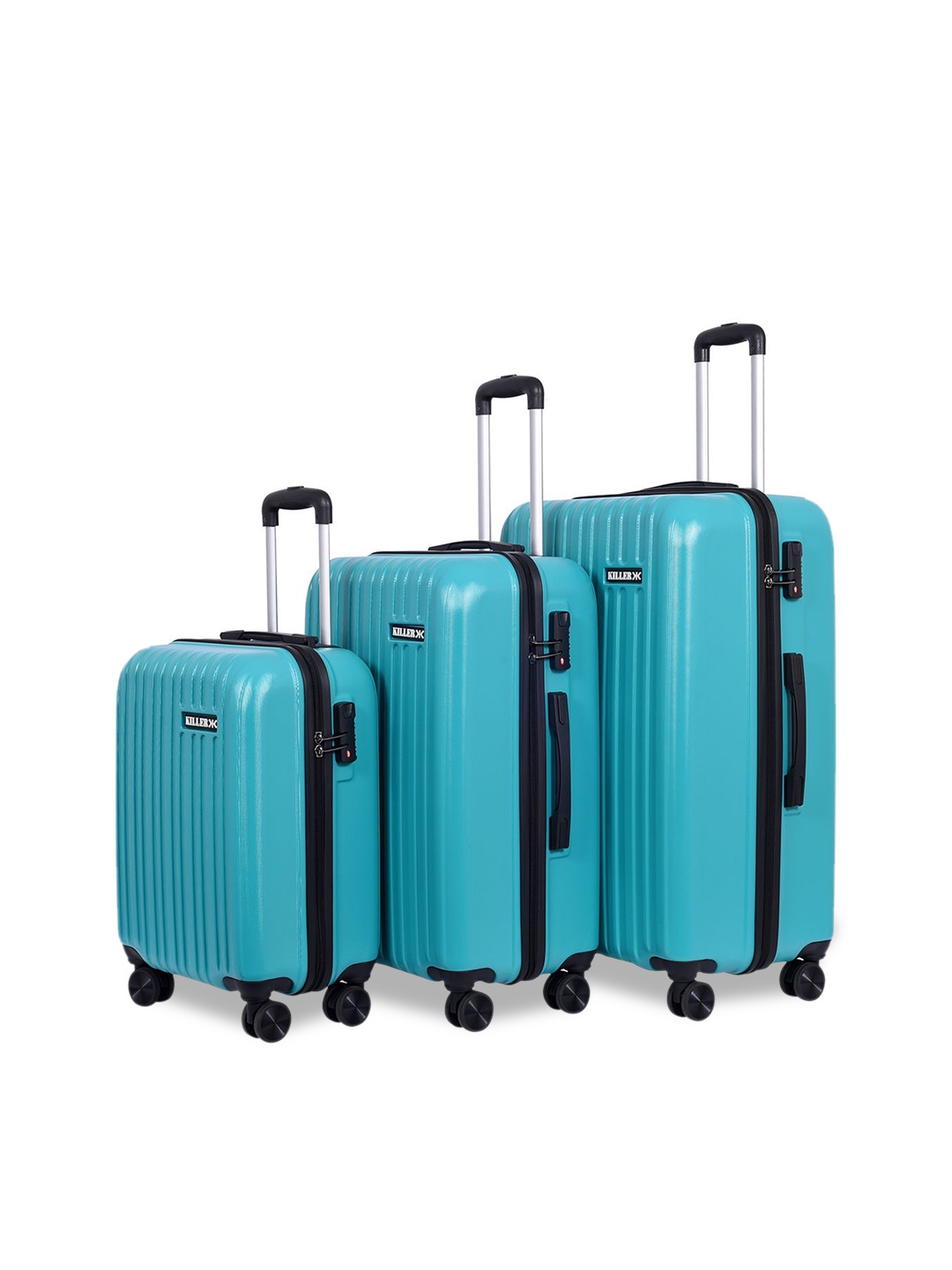 

Killer Set Of 3 Textured Hard-Sided Trolley Bags, Sea green