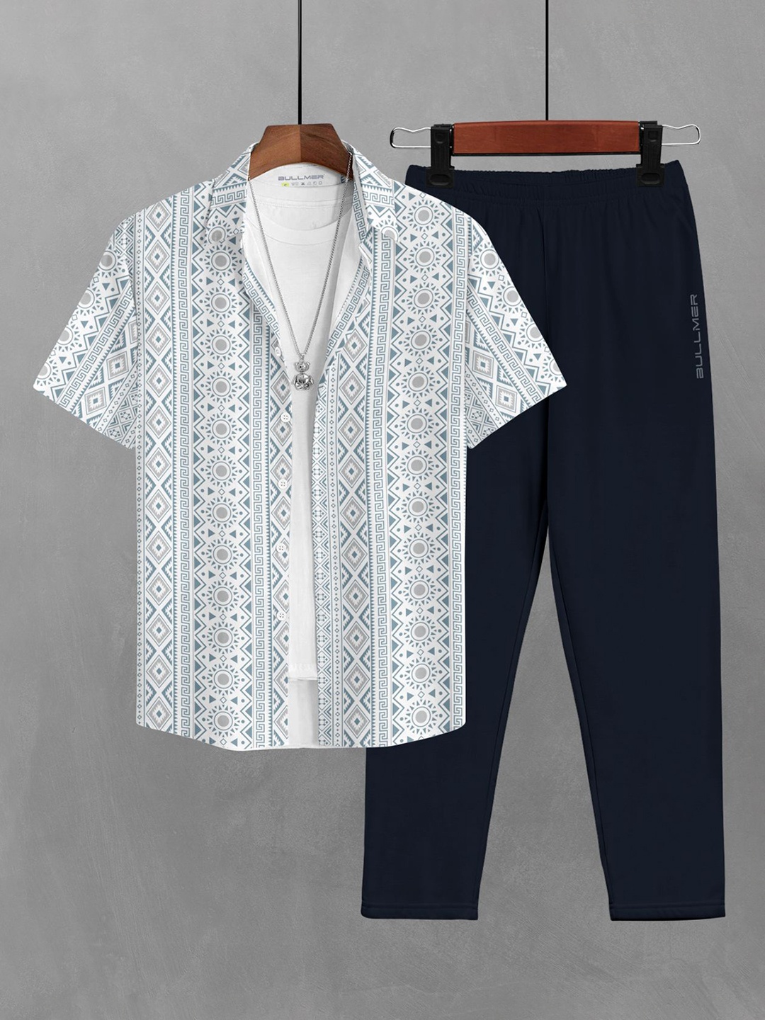 

BULLMER Printed Short Sleeves Shirt With Trousers Co-Ords, Charcoal