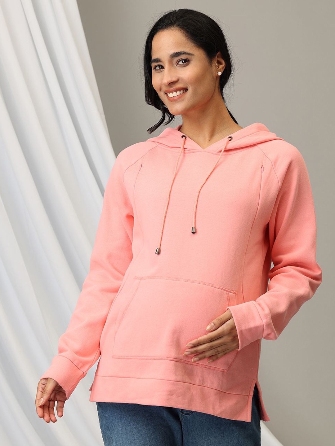 

The Mom Store Women Cotton Solid Sweatshirt, Pink