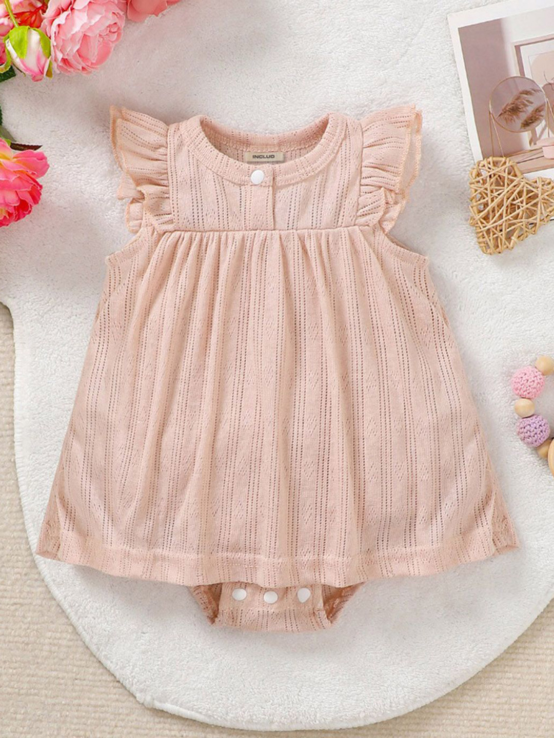 

INCLUD Girls Flutter Sleeve A-Line Mini Dress, Peach