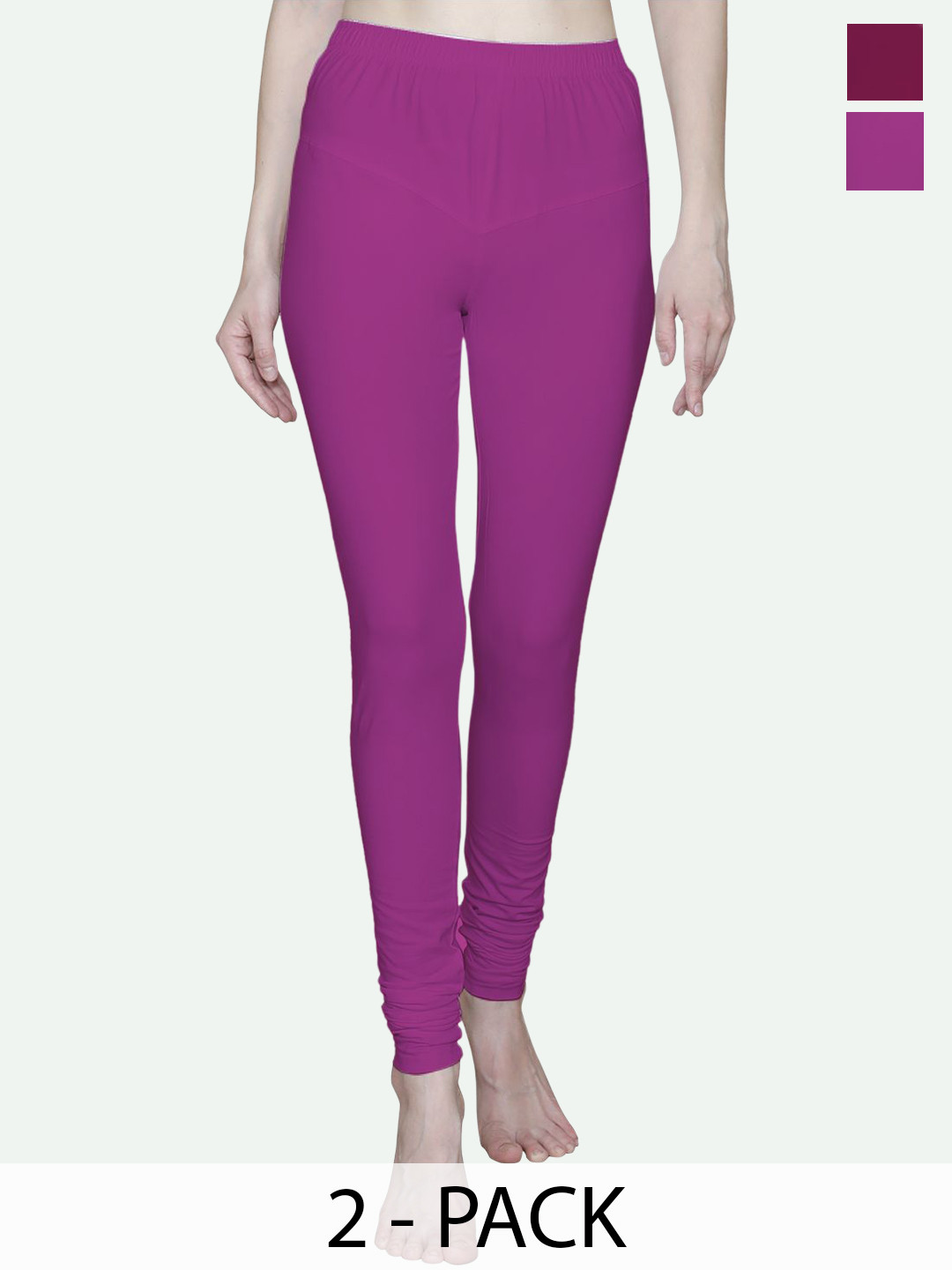 

T.T. Women Pack Of 2 Churidar-Length Leggings, Pink