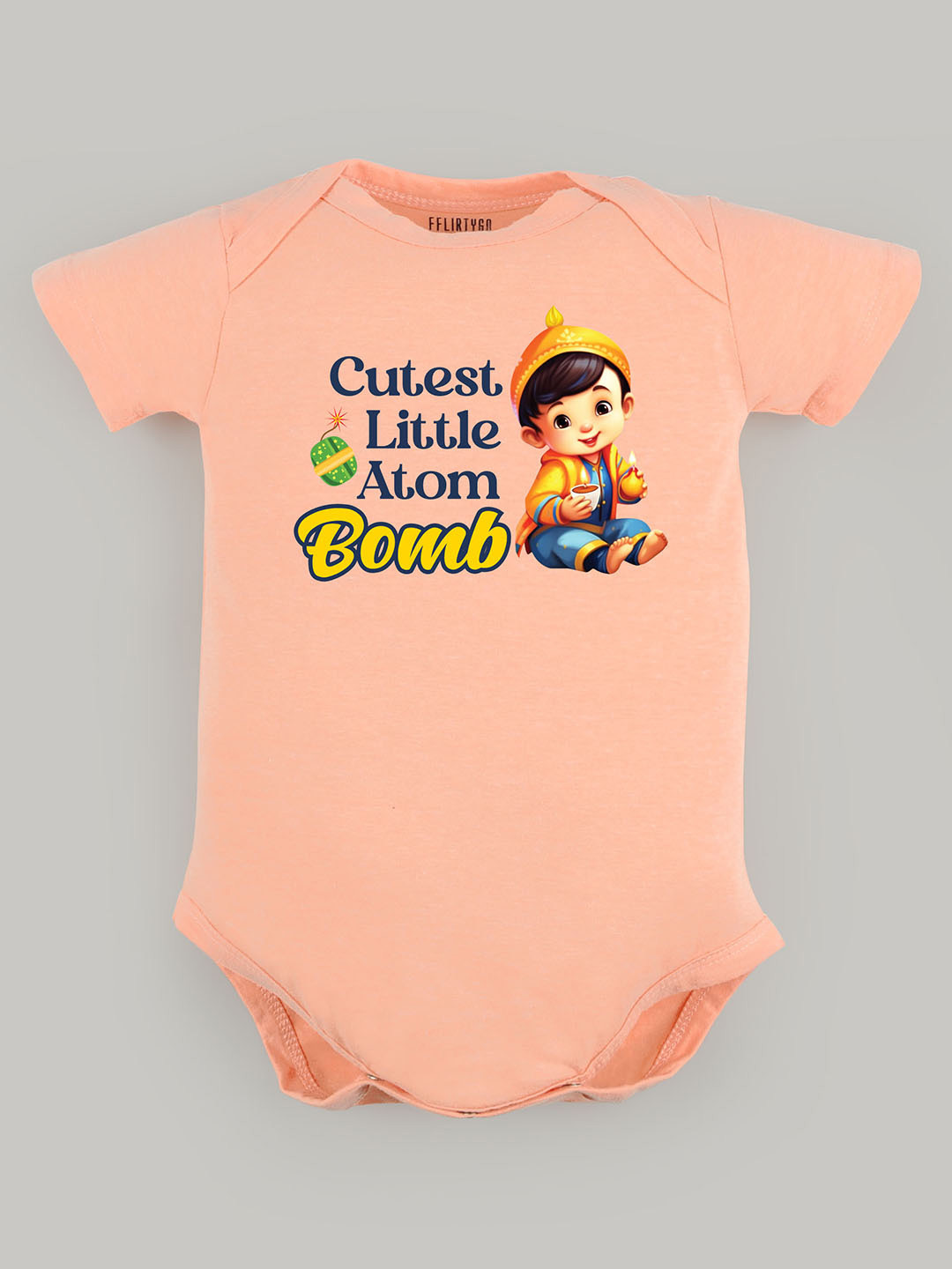 

FFLIRTYGO Kids Printed Cotton Bodysuit, Peach