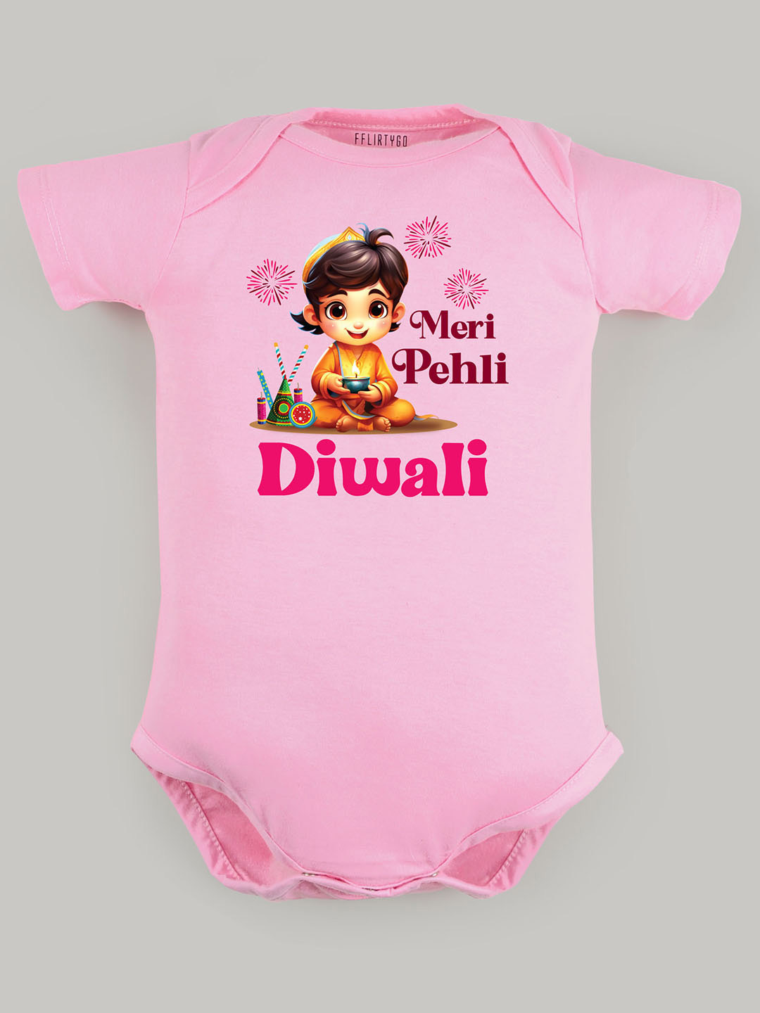 

FFLIRTYGO Infants Printed Cotton Bodysuit, Pink