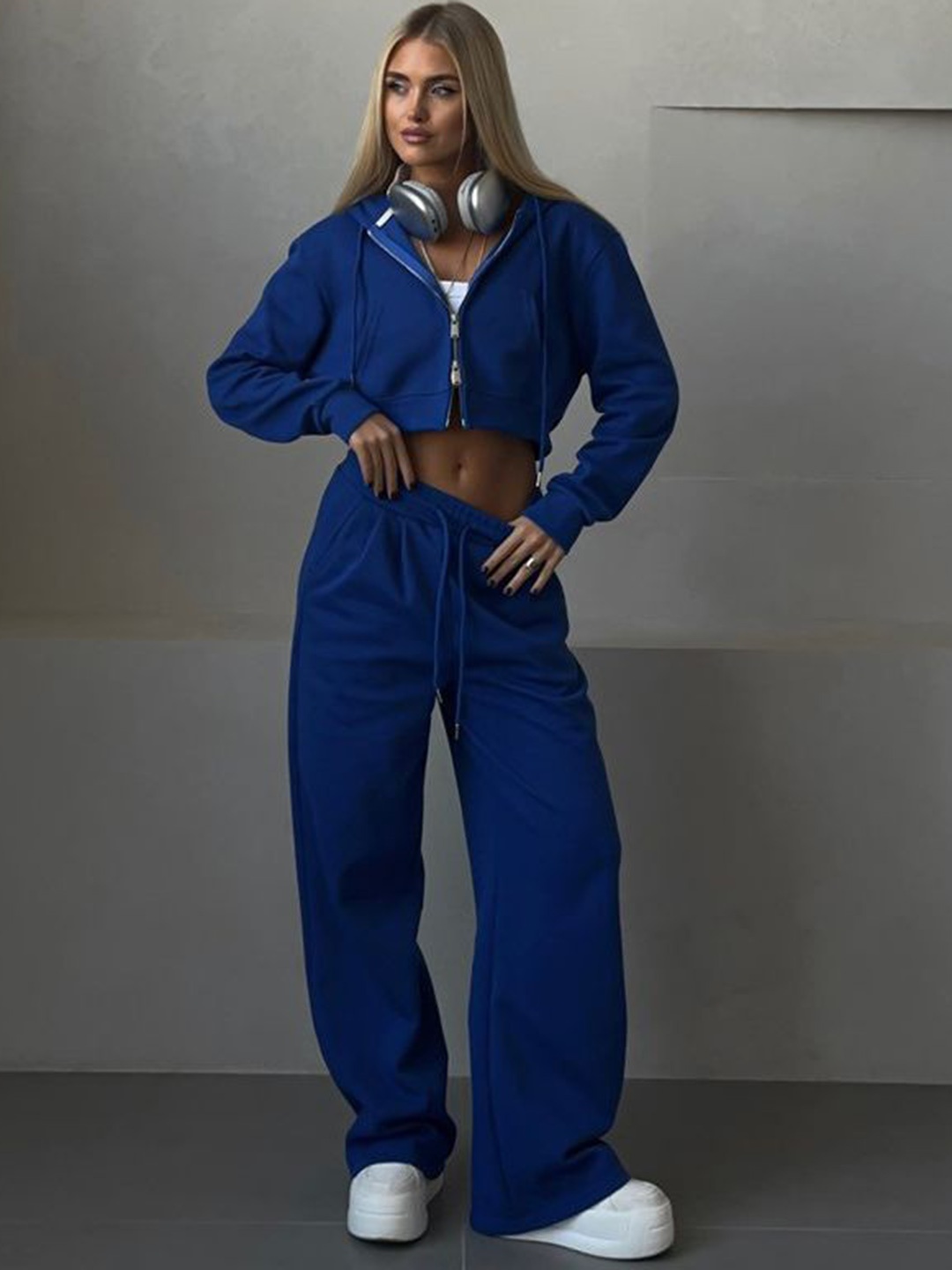

LULU & SKY Crop Top With Trousers Co-Ords, Blue
