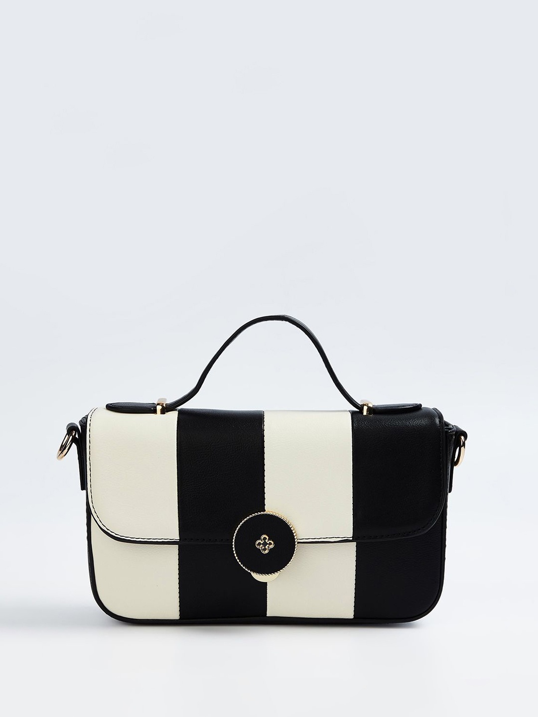 

Ginger by Lifestyle Women Colourblocked Structured Handheld Bag, Black