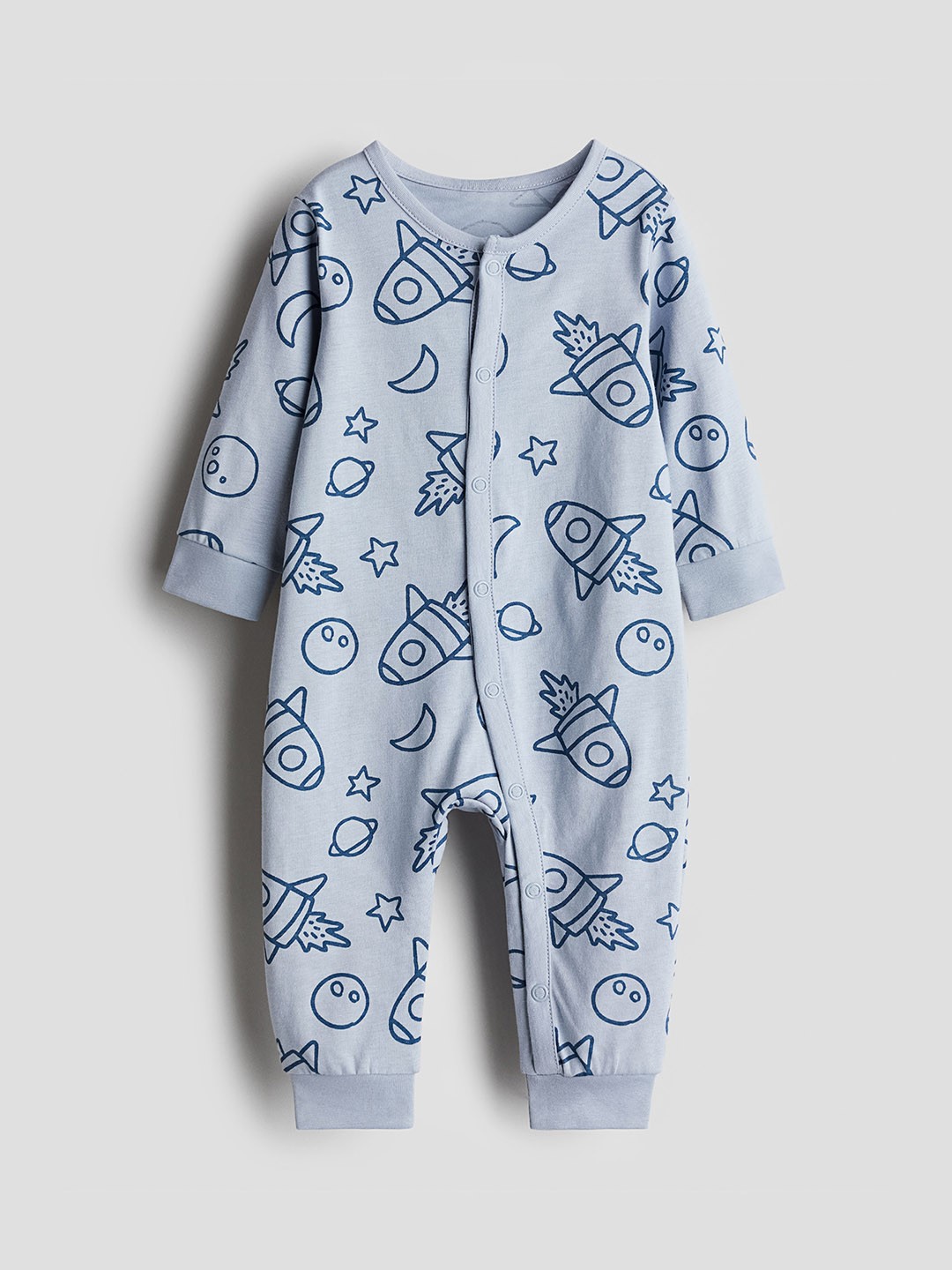 

H&M Boys Printed Romper Patterned Sleepsuits, Blue
