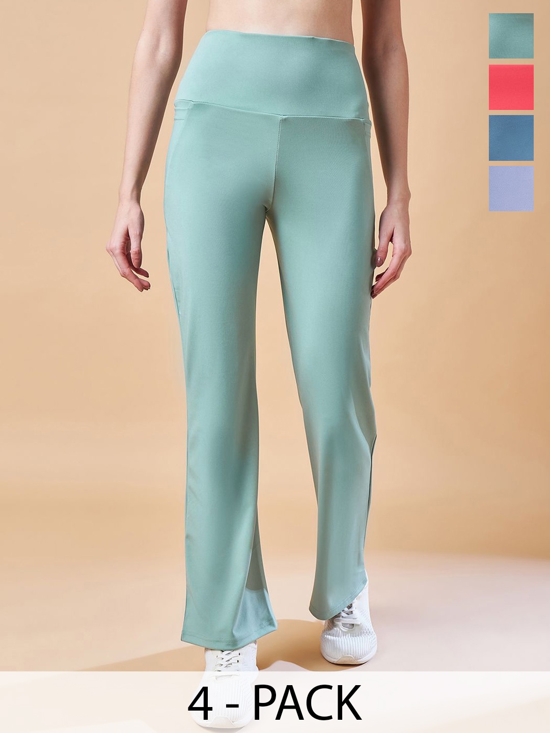 

COLOR CAPITAL Pack Of 4 Ankle-Length Flared Tights, Sea green