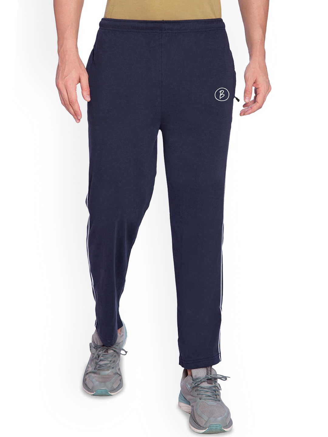 

BAESD Men Cotton Mid Rise Track Pants, Navy blue