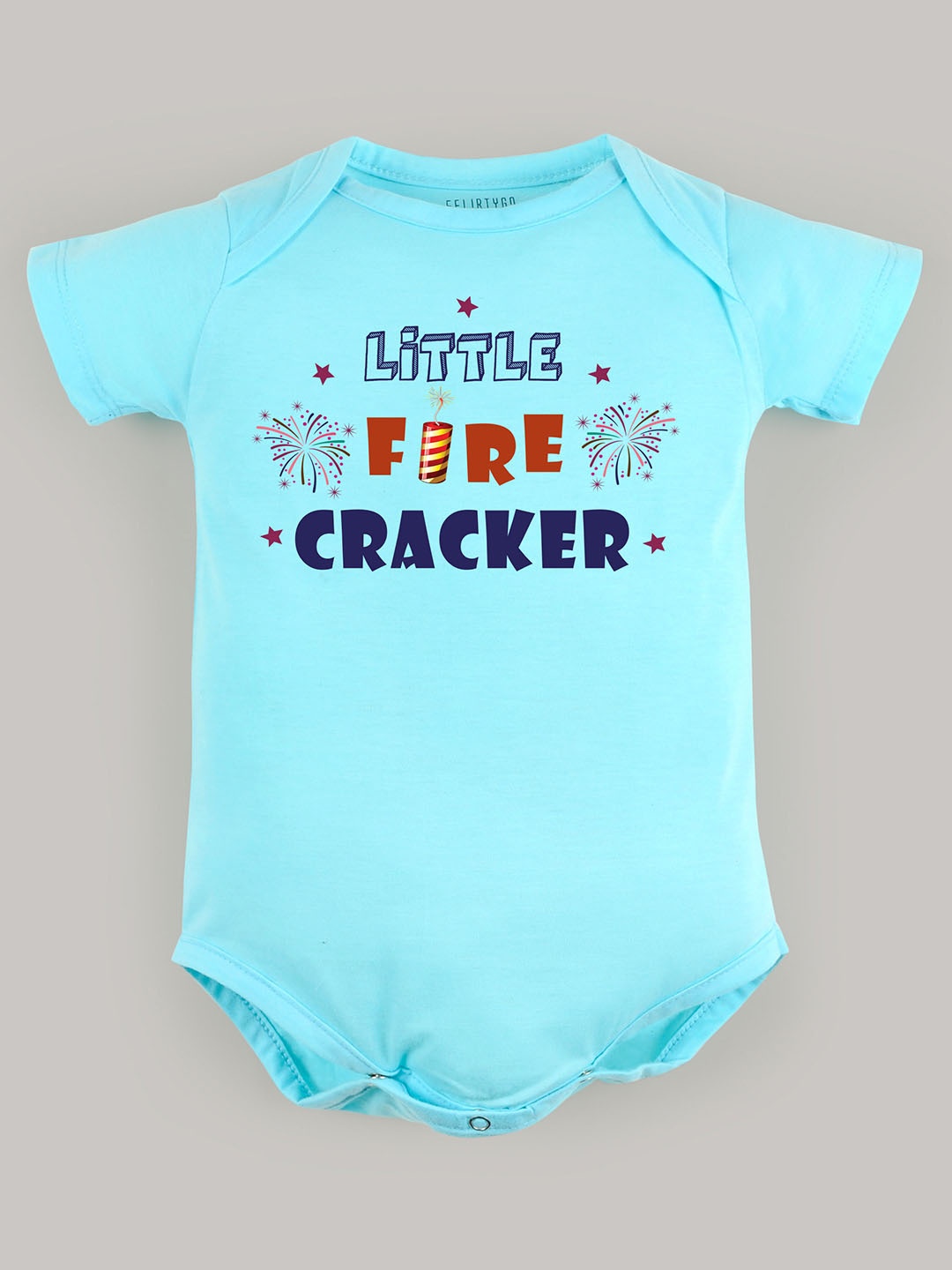 

FFLIRTYGO Kids Printed Pure Cotton Bodysuit, Turquoise blue