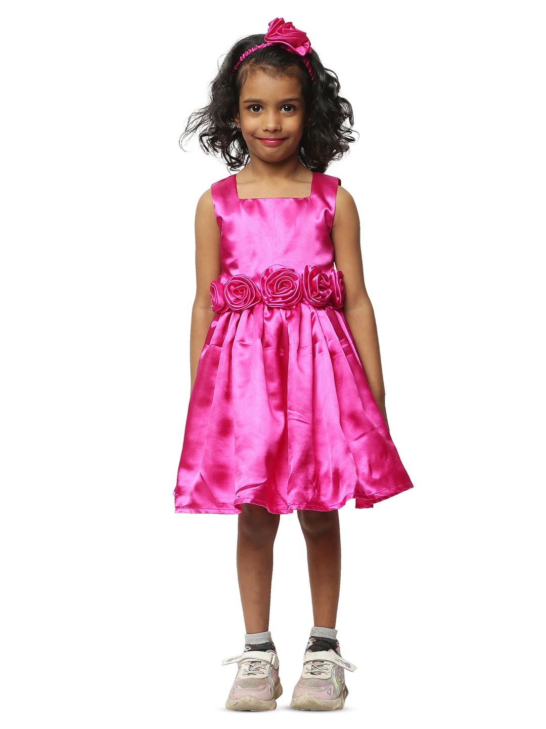 

Wish little Girls Satin Fit and Flare Dress, Pink