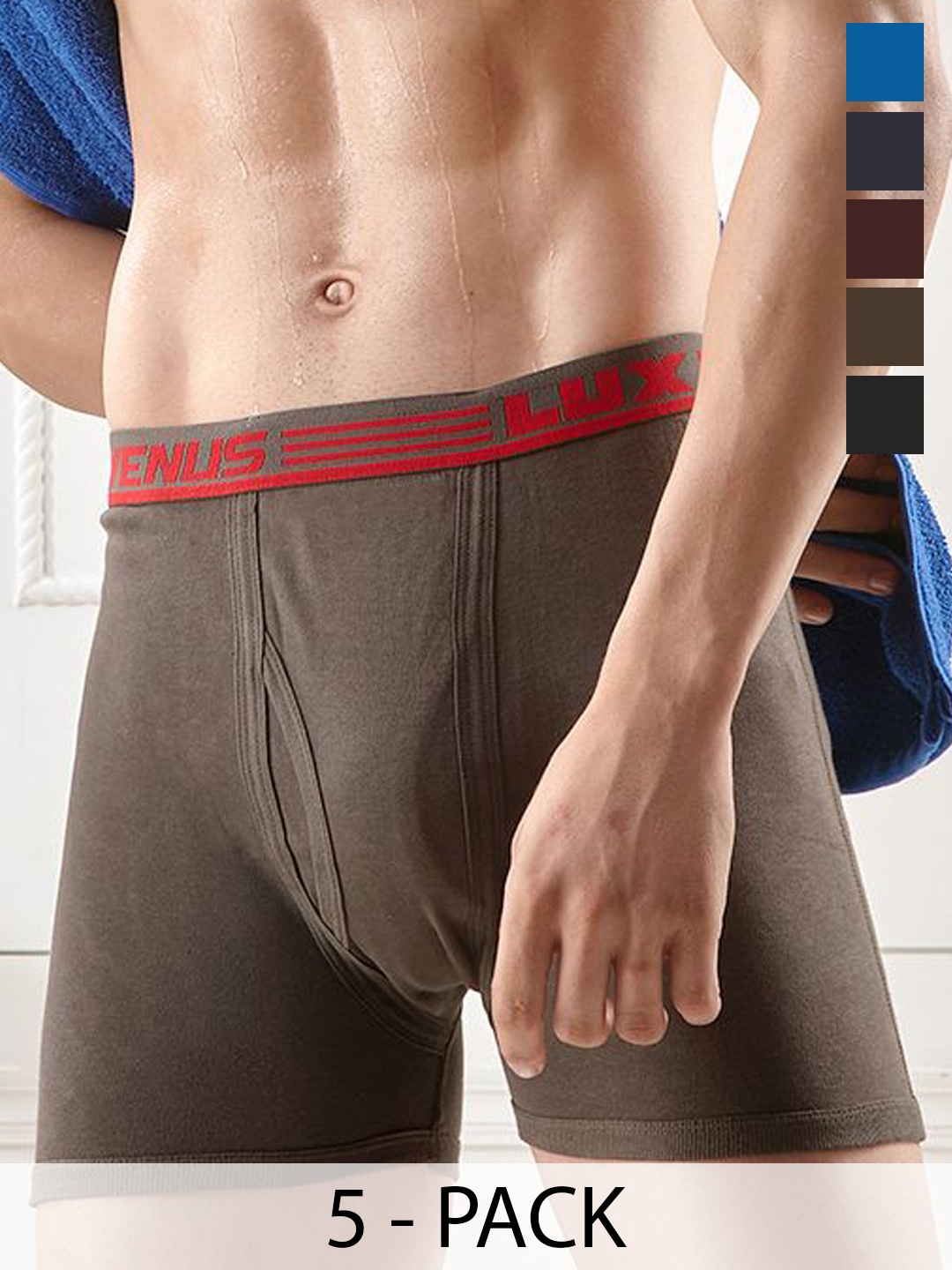 

LUX VENUS Pack of 5 Assorted Men Cotton Trunk NW1_VENUS_FCD_DRW_AST_75_5PC, Blue
