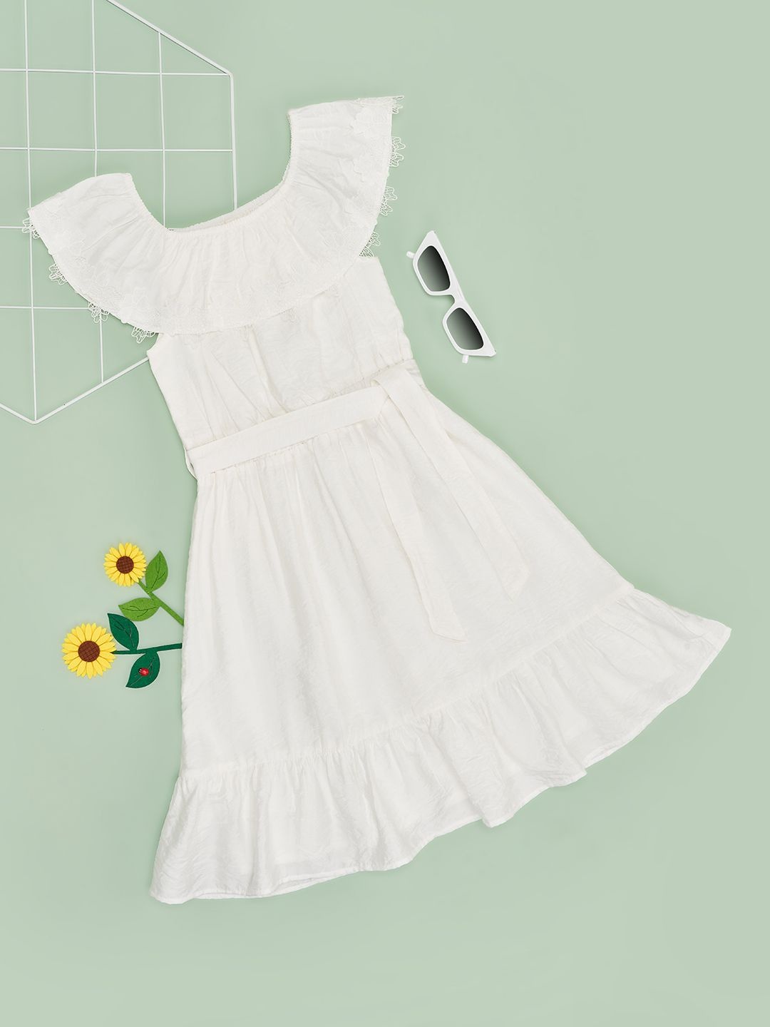 

Pantaloons Girls Junior Fit & Flare Solid Dress, White