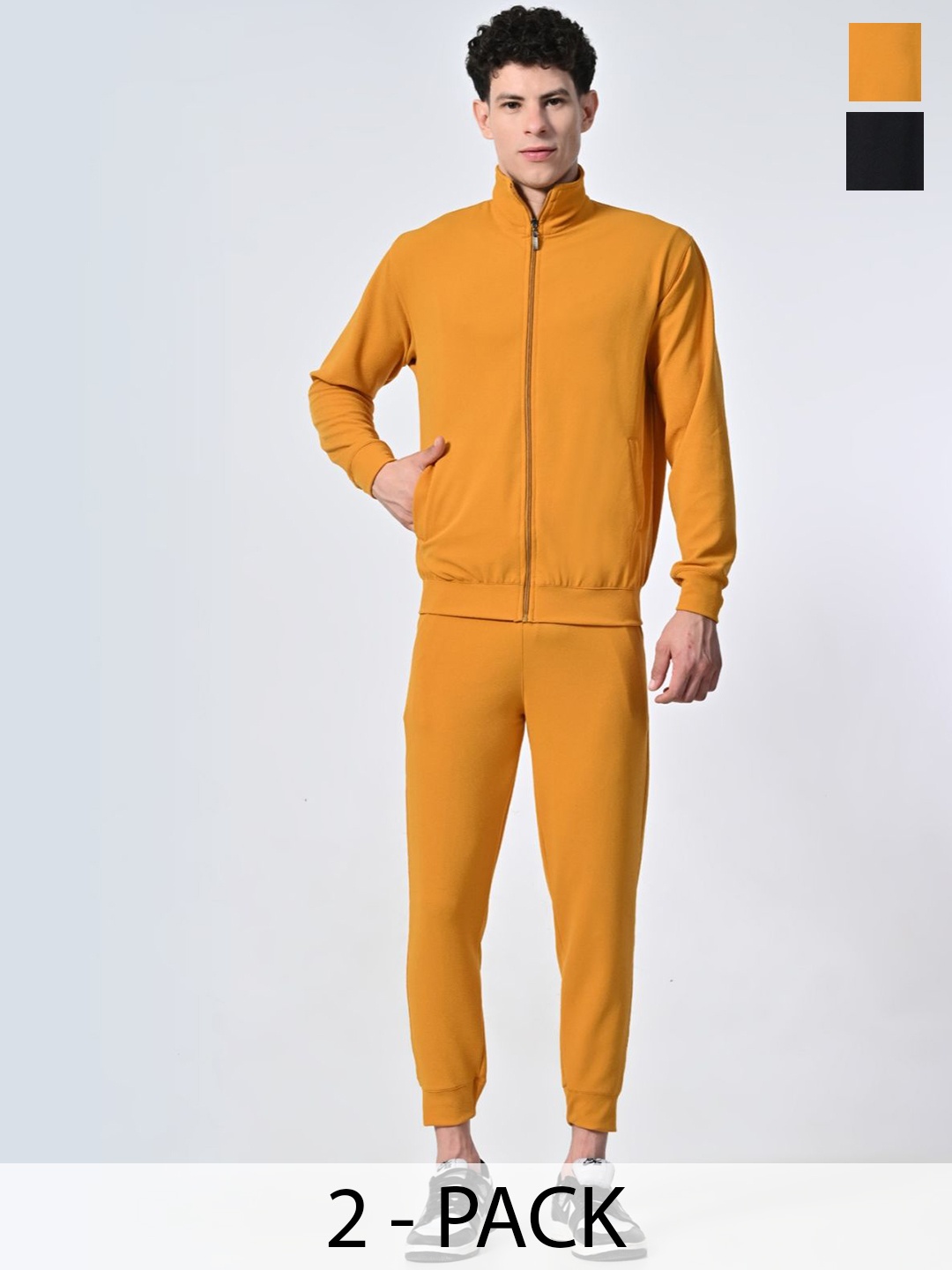 

BAESD Pack Of 2 Men Mock Collar Tracksuit, Yellow