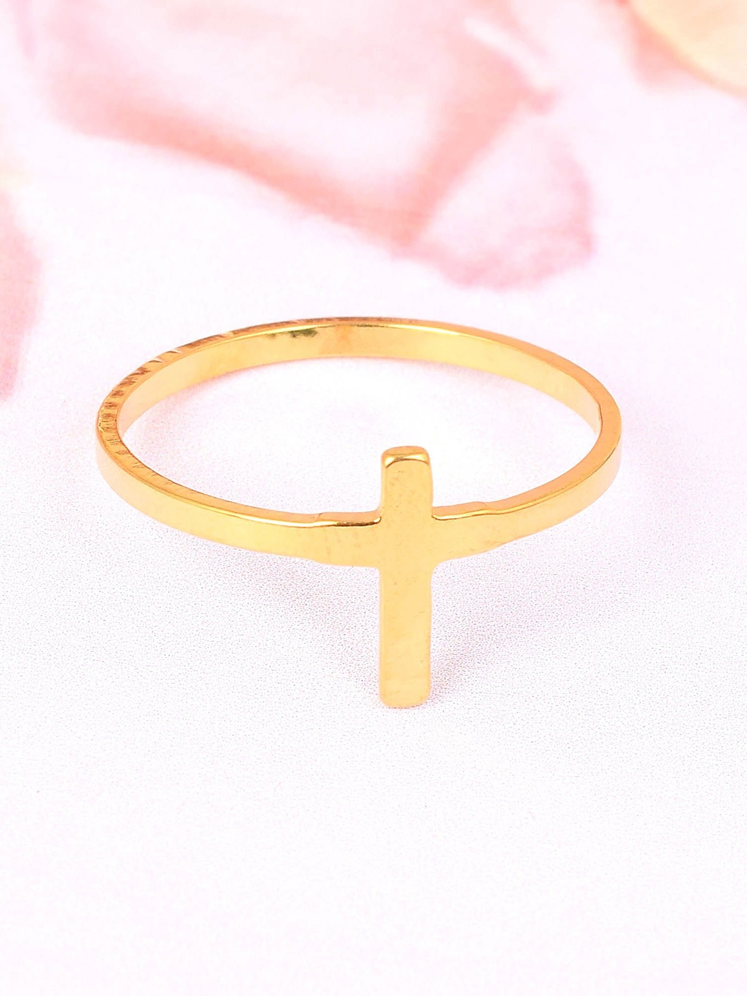 

MEMOIR Men Gold-Plated Anti Allergic Catholic Jesus Crucifix Cross Finger Ring