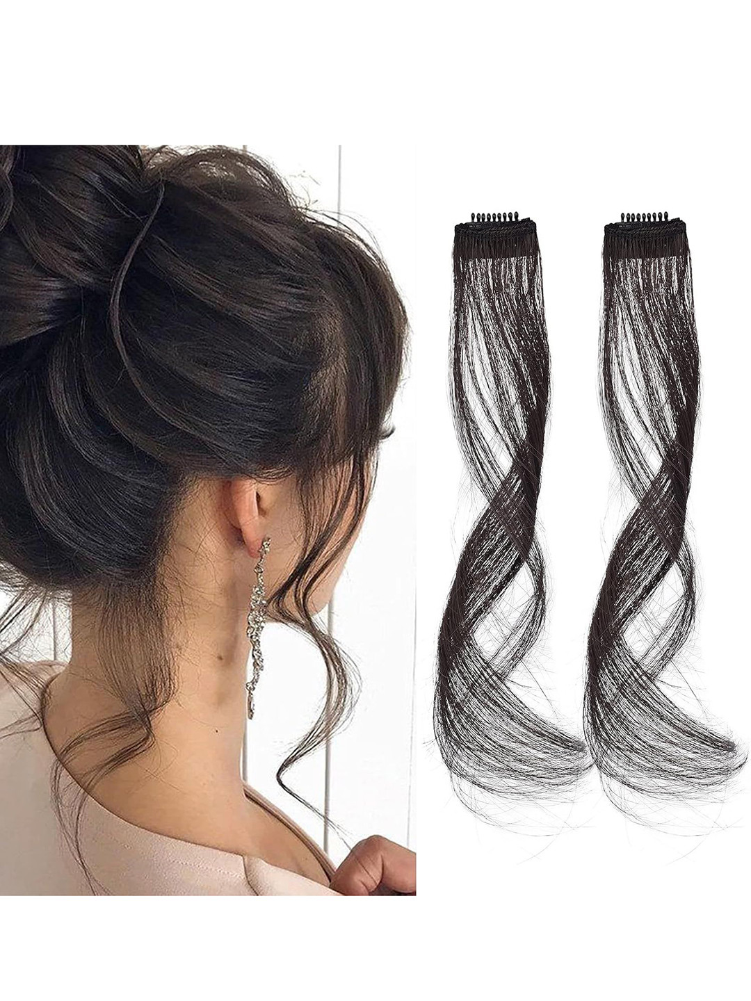 

D-Divine Set Of 2 Clip In Wavy Coloured Strand Hair Extension, Black