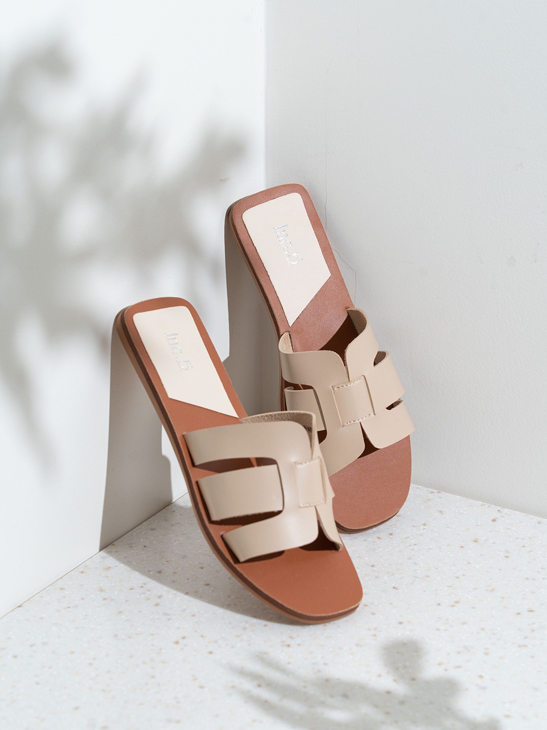

Inc 5 Women Casual Striped Open Toe Fashion Beige Flats
