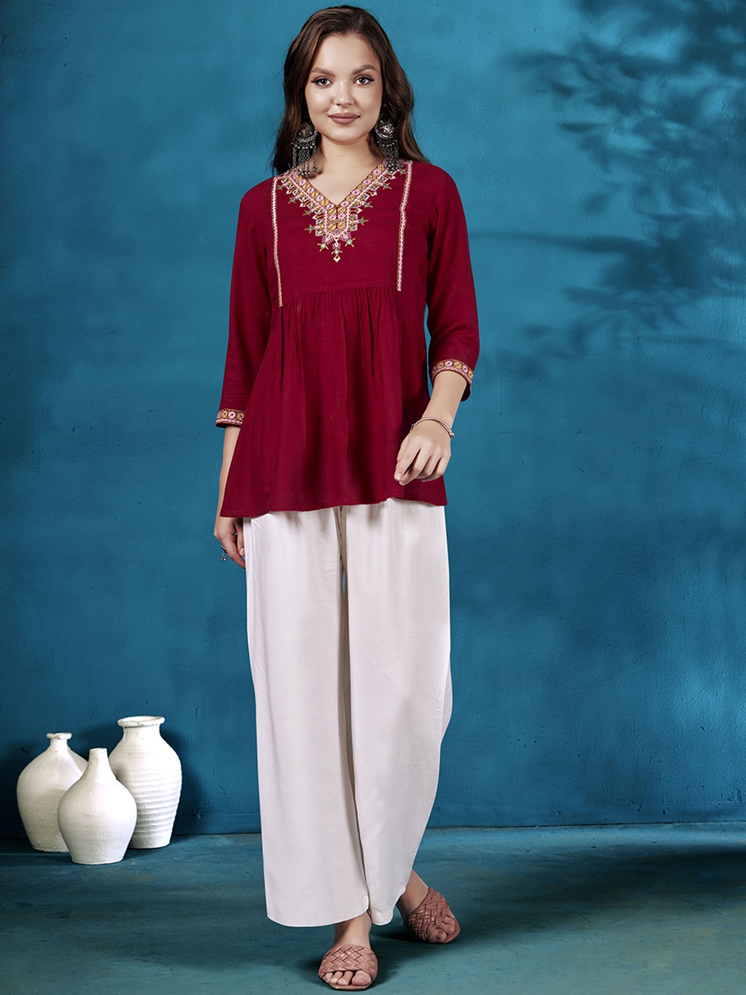 

Anouk Embroidered Liva Tunic, Red