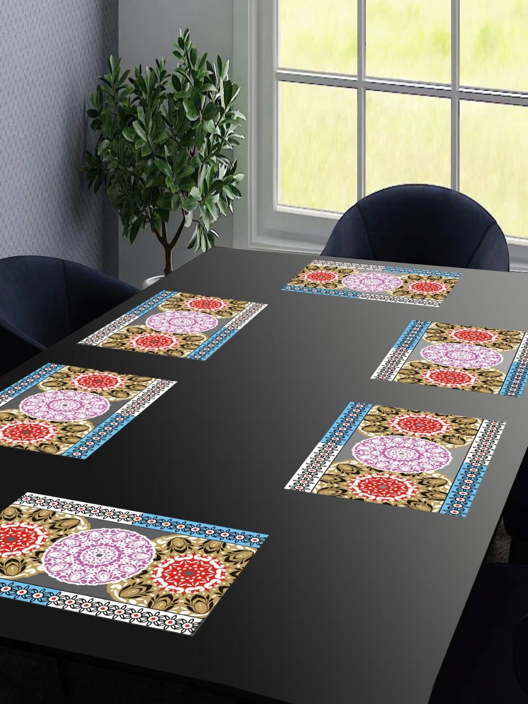 

LooMantha Blue & Pink 6 Pieces Printed Rectangular Table Placemats