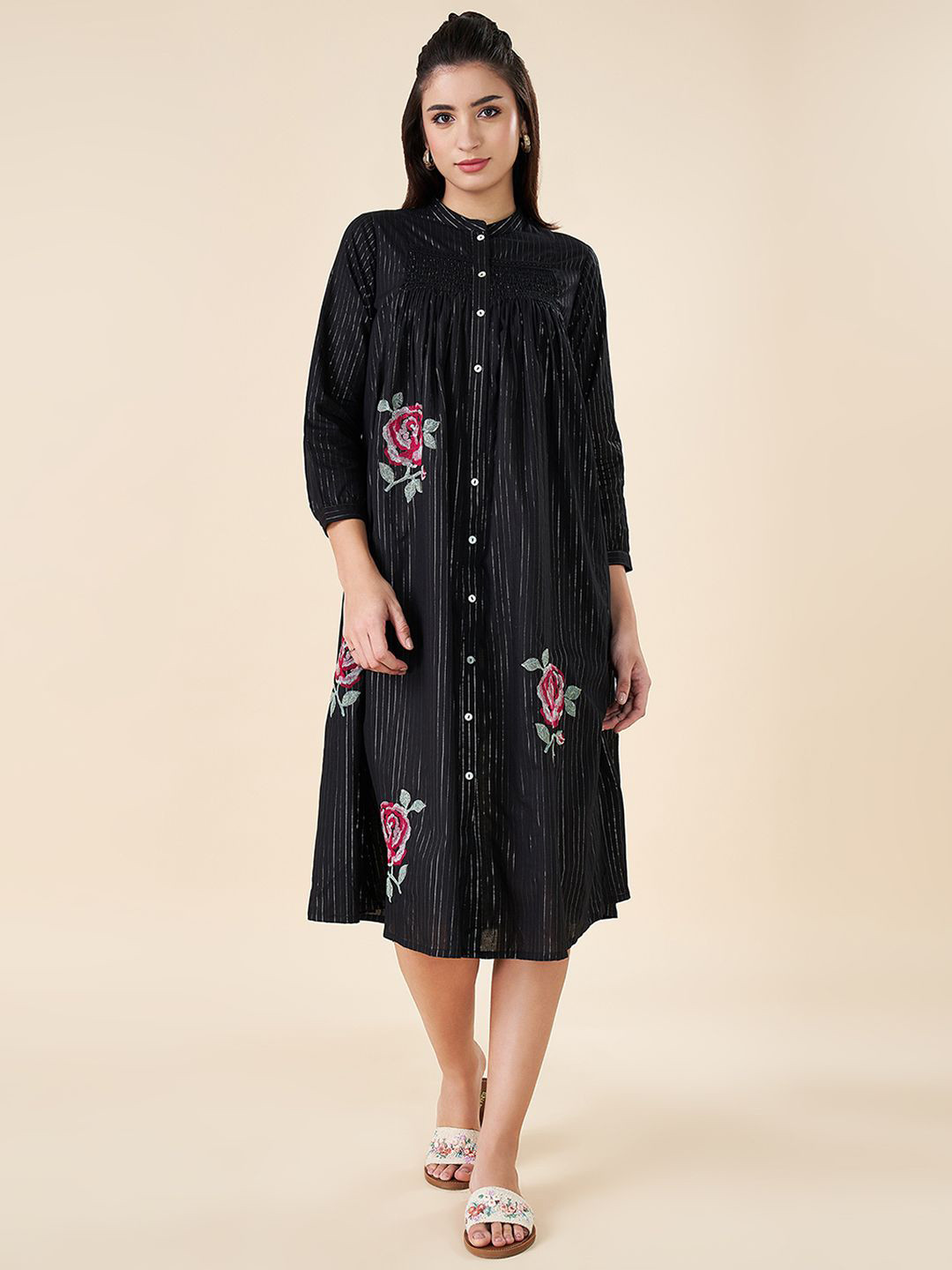 

AKKRITI BY PANTALOONS womens shirt Dress, Black