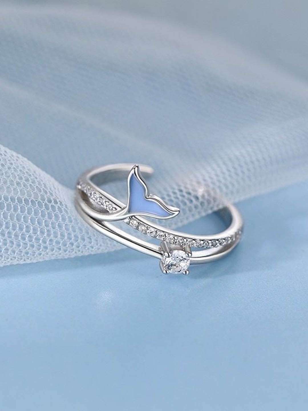 

MYKI Silver-Plated Cubic Zirconia Studded Finger Ring