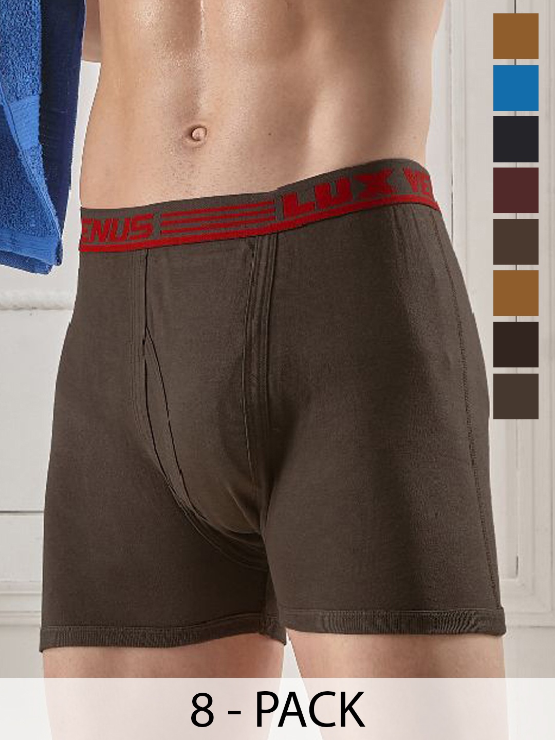 

LUX VENUS Pack of 8 Assorted Men Cotton Trunk NW1_VENUS_FCD_DRW_AST_80_8PC, Blue