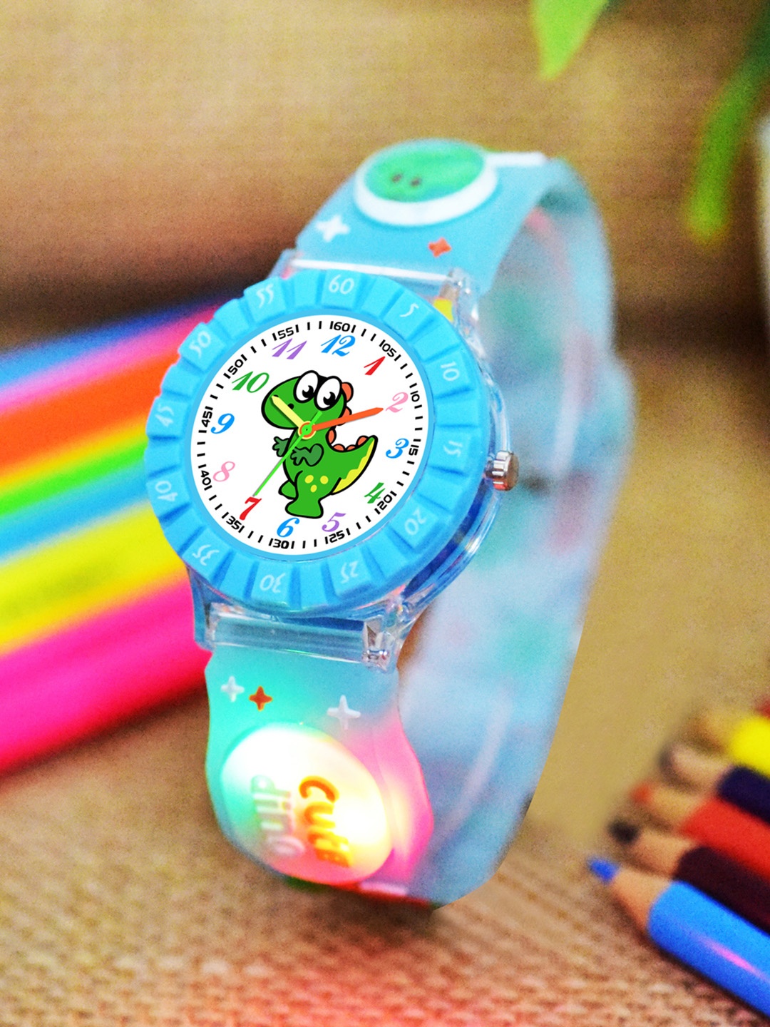 

Shocknshop Boys Printed Dial & Straps Analogue Watch 335 SkyBlue Cute Dino, Blue