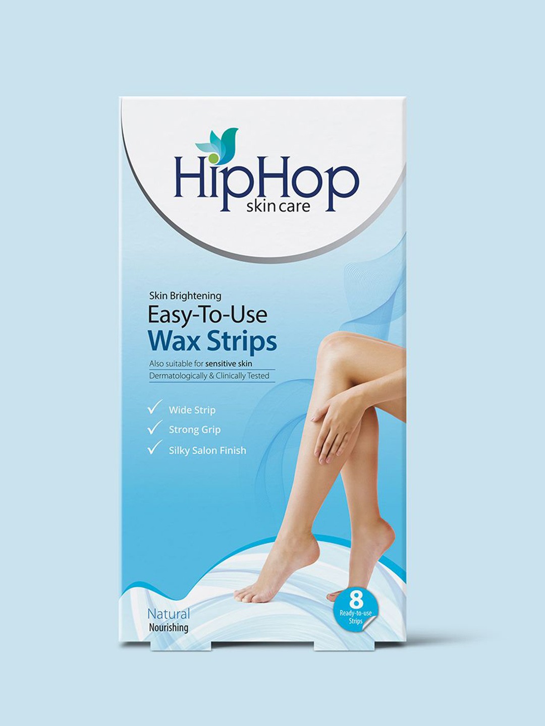 

HipHop Skincare Skin Easy-To-Use Brightening Body Wax Strips - 8 Strips, Blue