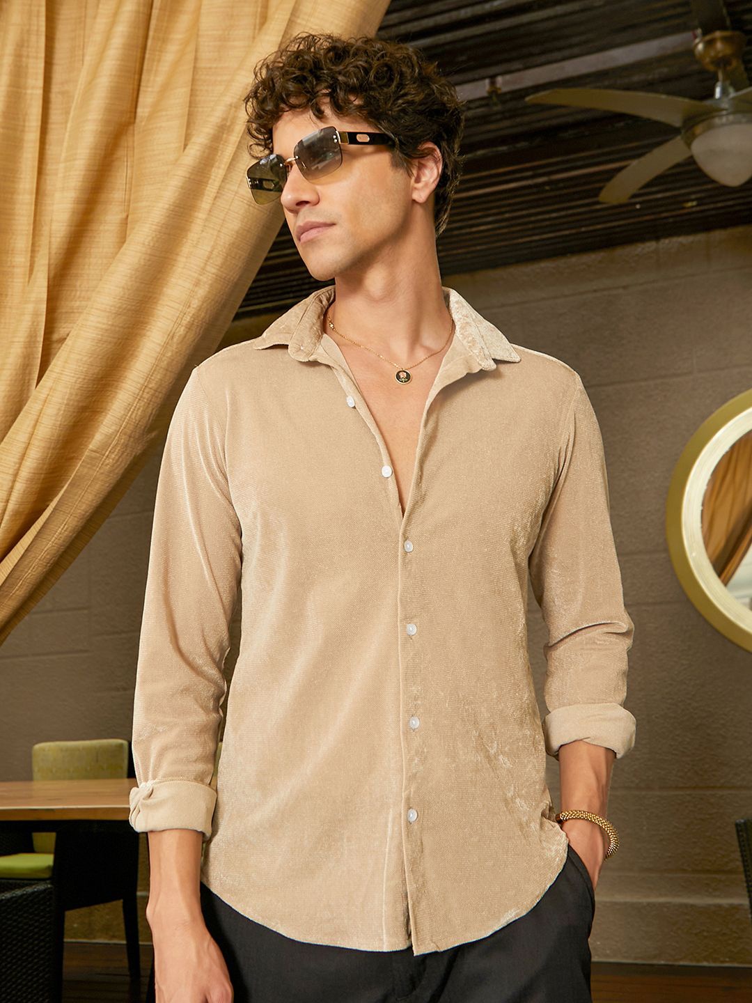 

Campus Sutra Men Comfort Casual Shirt, Beige