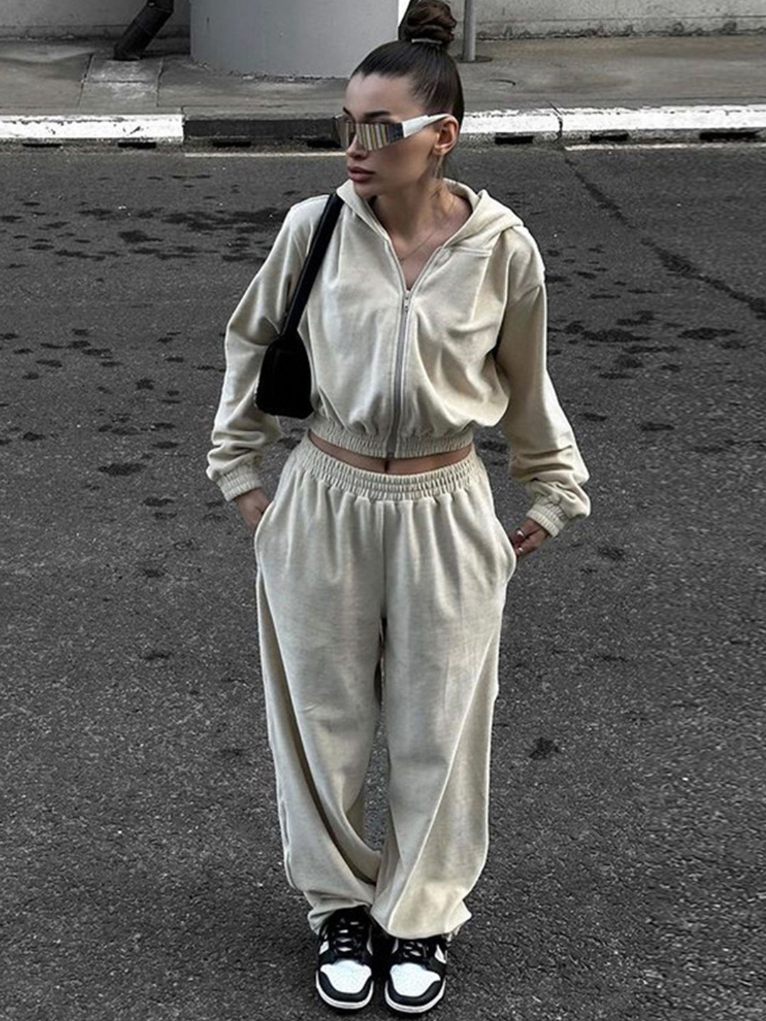 

LULU & SKY Hooded Sweatshirt & Trouser Co-Ords, Beige