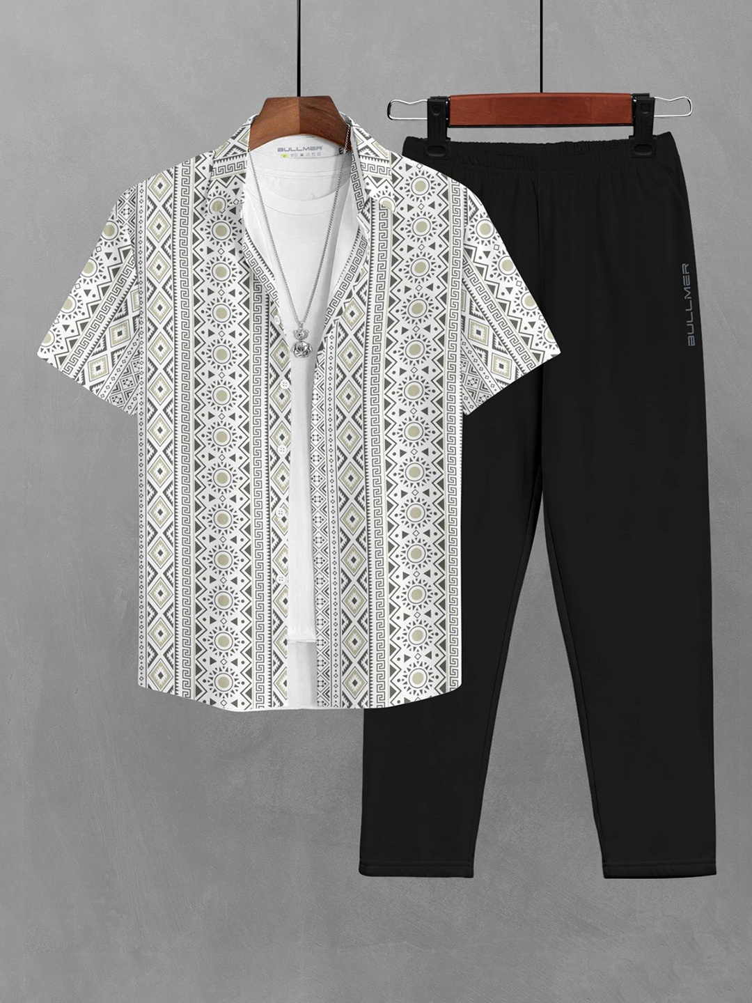 

BULLMER Printed Short Sleeves Shirt With Trousers Co-Ords, Sea green