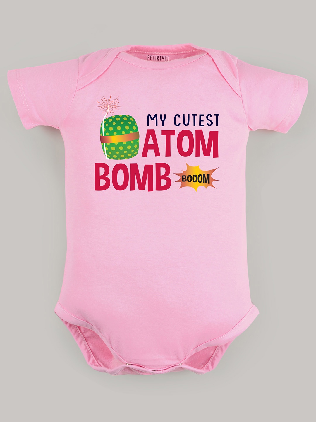 

FFLIRTYGO Kids Diwali Printed Cotton Bodysuit, Pink