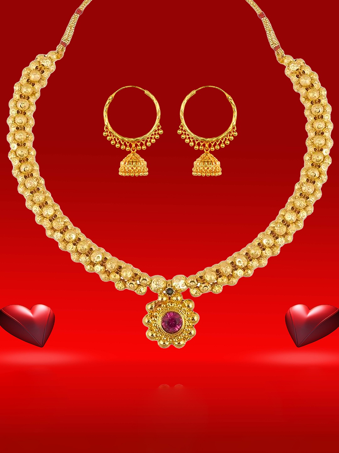 

Heer Collection Gold-Plated Necklace and Earrings