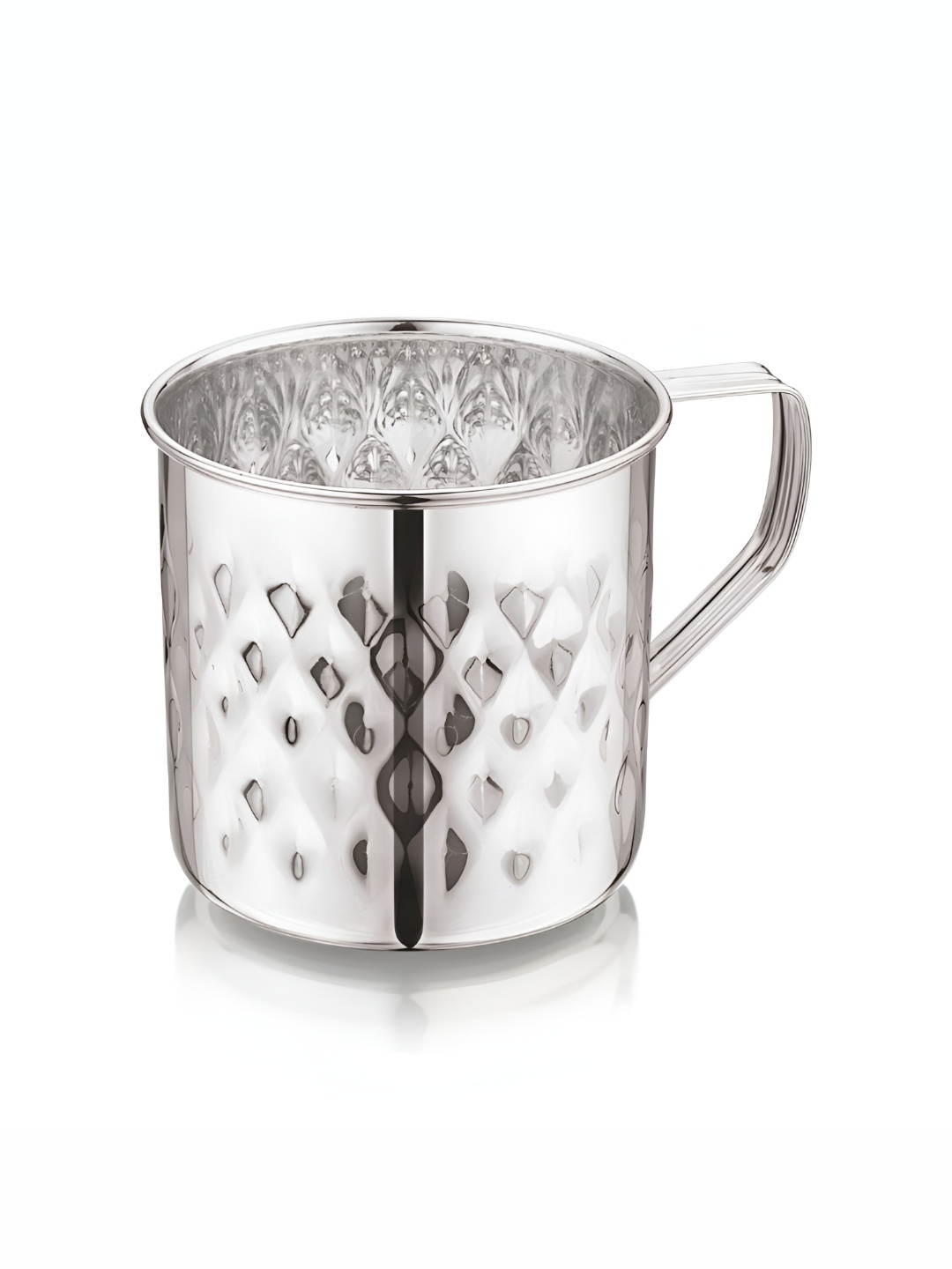 

MUKTI Textured Stainless Steel Dishwasher Safe Glossy Mug-350 ml, Silver