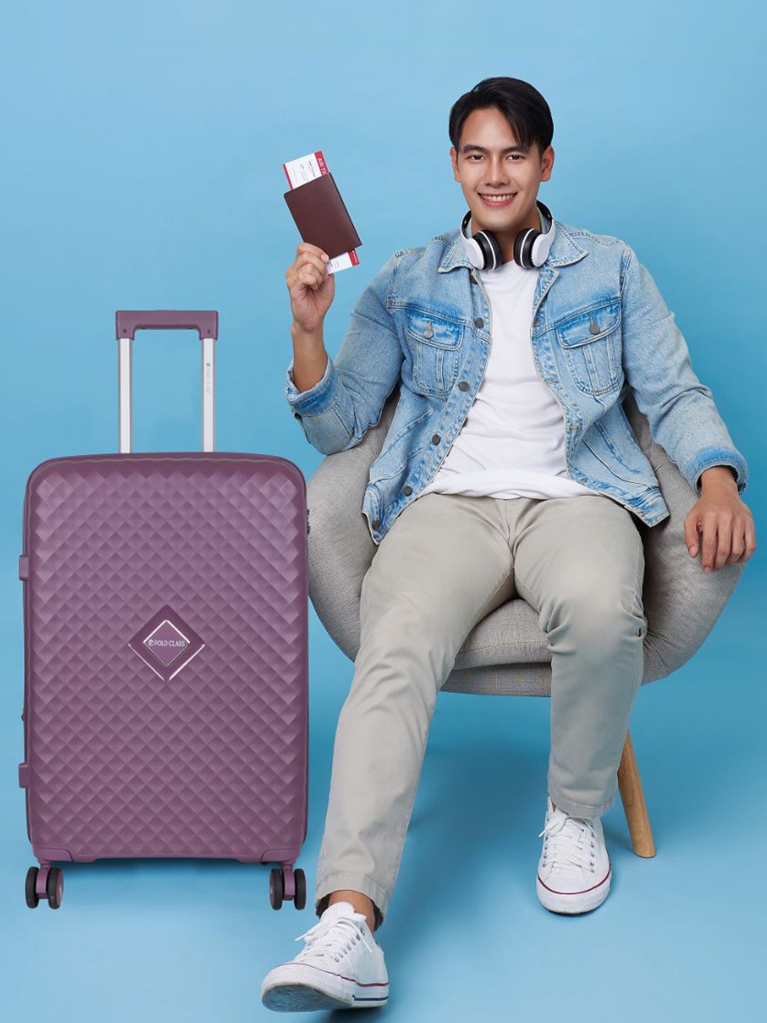 

Polo Class Unisex Crown Series Textured Hard-Sided Cabin Trolley Bag, Purple
