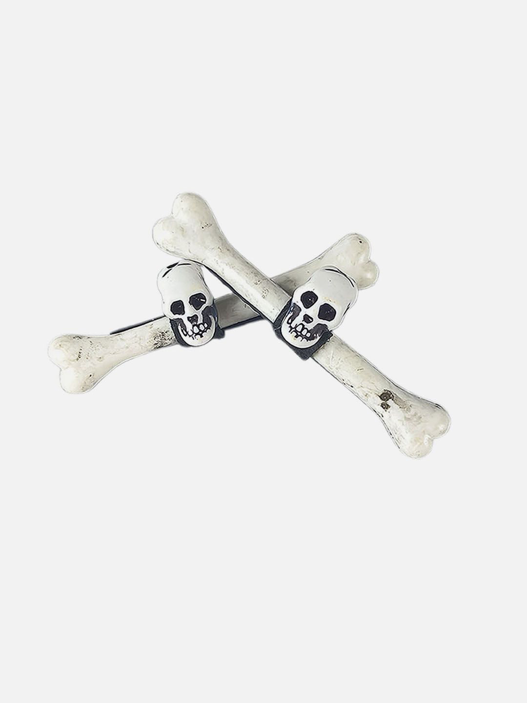 

Little Surprise Box LLP Cream-Colored 2 Pcs Skull & Bone Unique Hair Clip Halloween Party