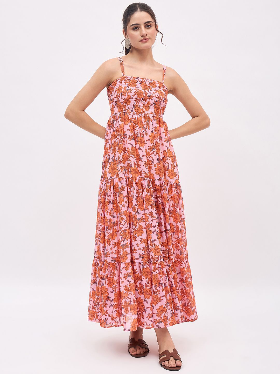 

JUNE & HARRY Women Floral Print Maxi Dress, Peach