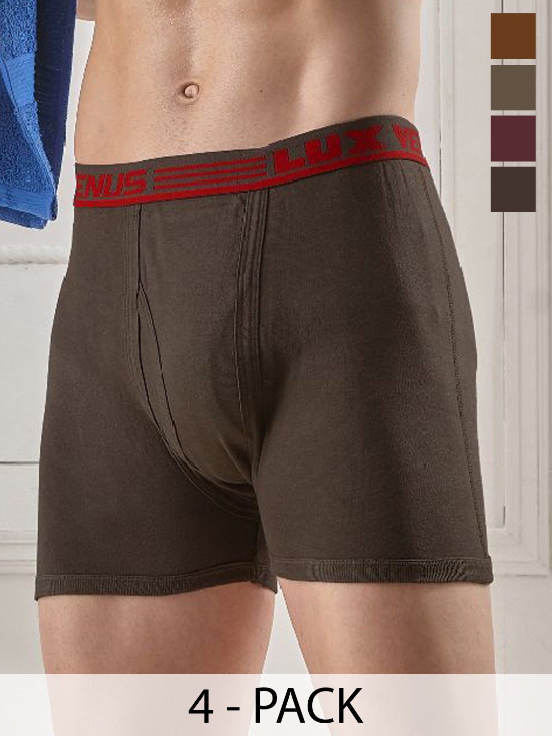

LUX VENUS Pack of 4 Assorted Men Cotton Trunk NW1_VENUS_FCD_DRW_AST_100_4PC, Blue