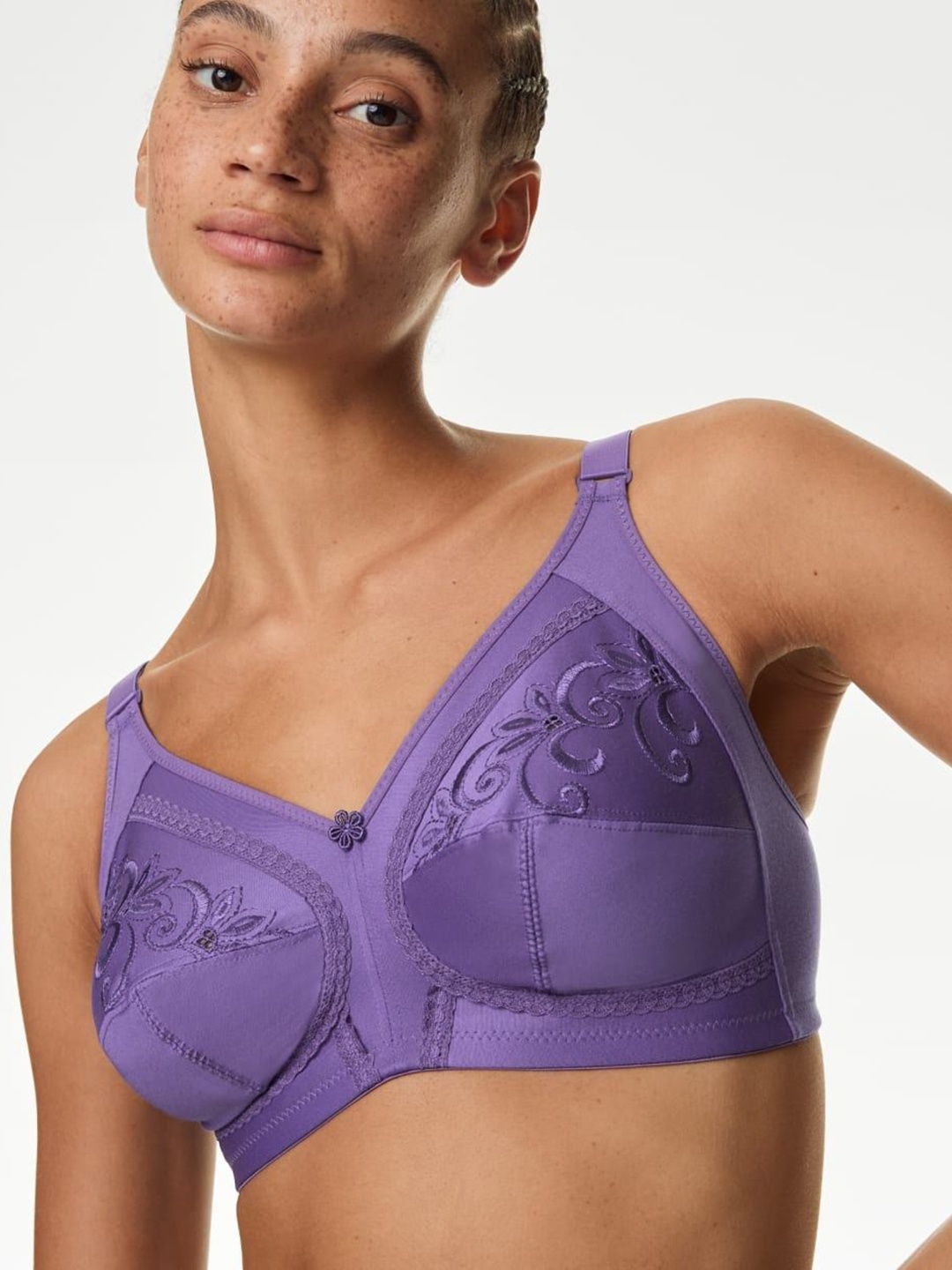 

Marks & Spencer Women Floral Embroidered Full Coverage Bra, Purple