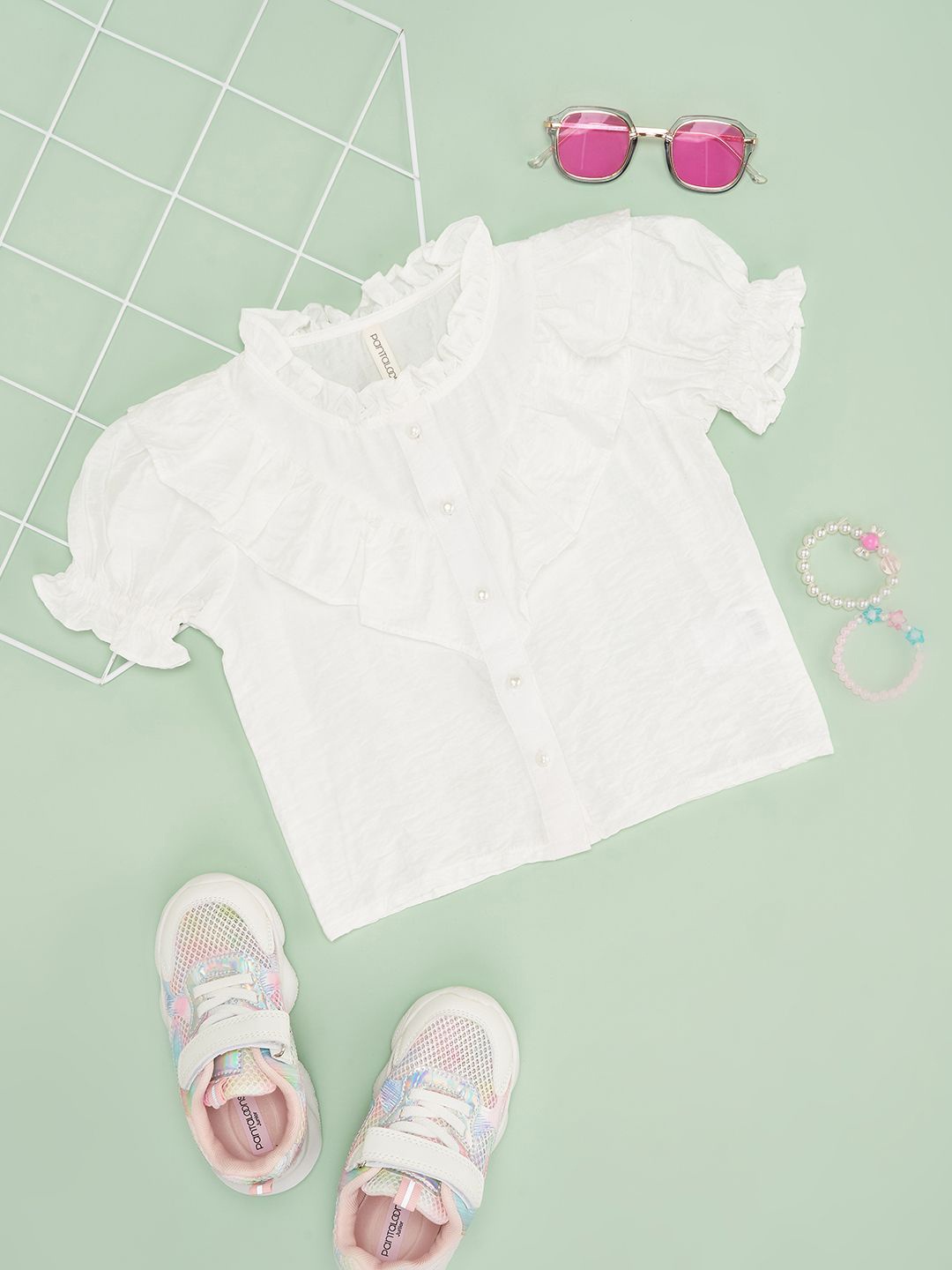 

Pantaloons Junior Girls Round Neck Top, White