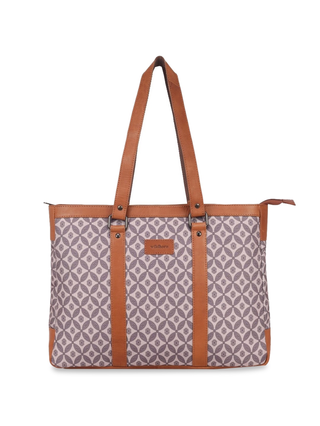 

WildHorn Women Floral Printed Structured Tote Bag, Grey