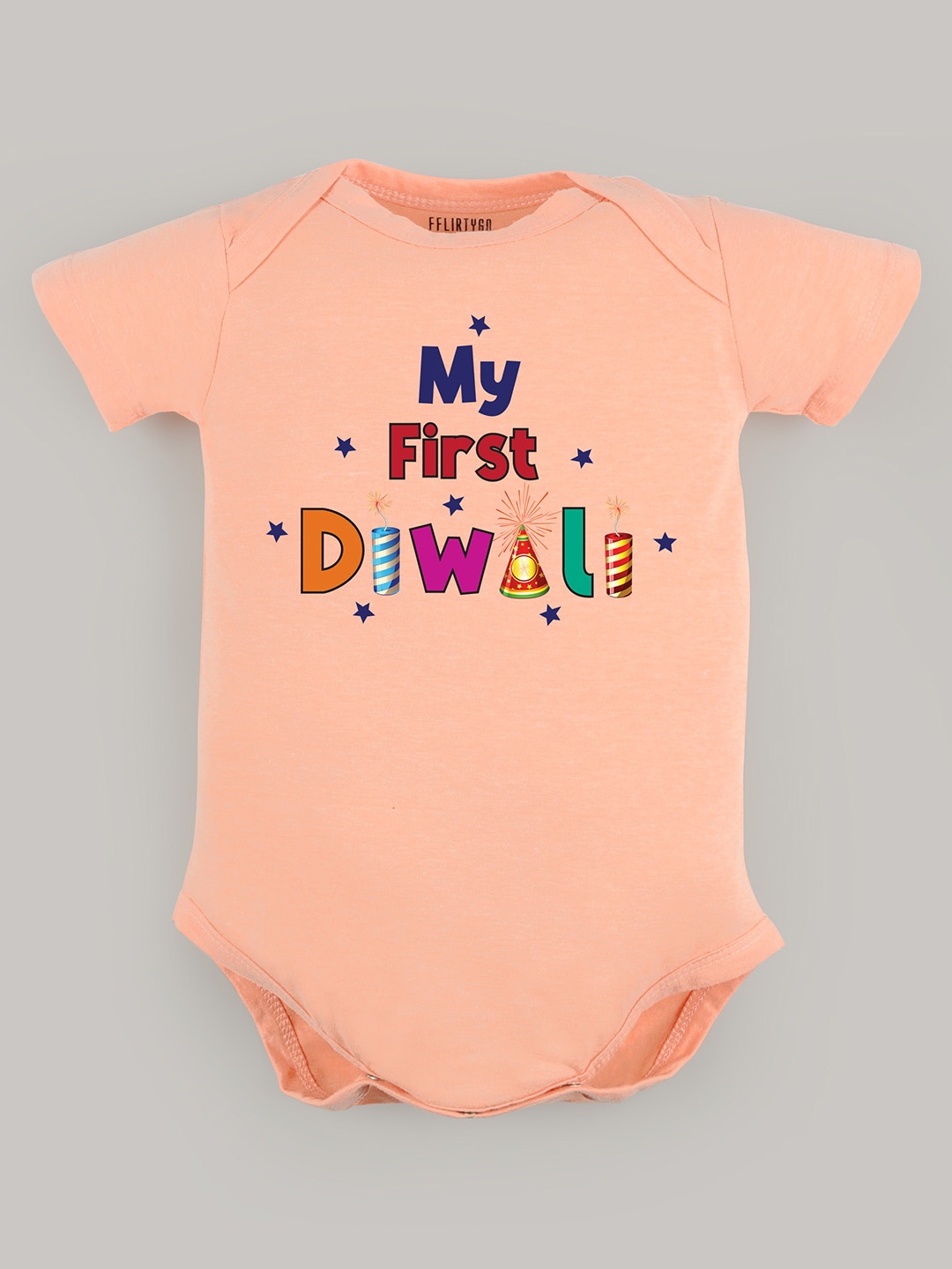 

FFLIRTYGO Kids Printed Cotton Bodysuit, Peach