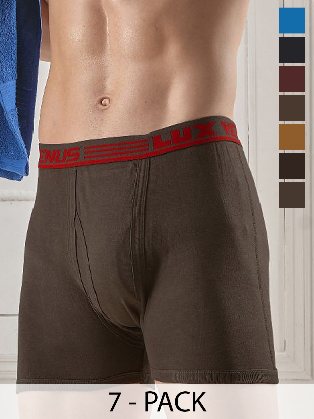 

LUX VENUS Pack of 7 Assorted Men Cotton Trunk NW1_VENUS_FCD_DRW_AST_75_7PC, Blue