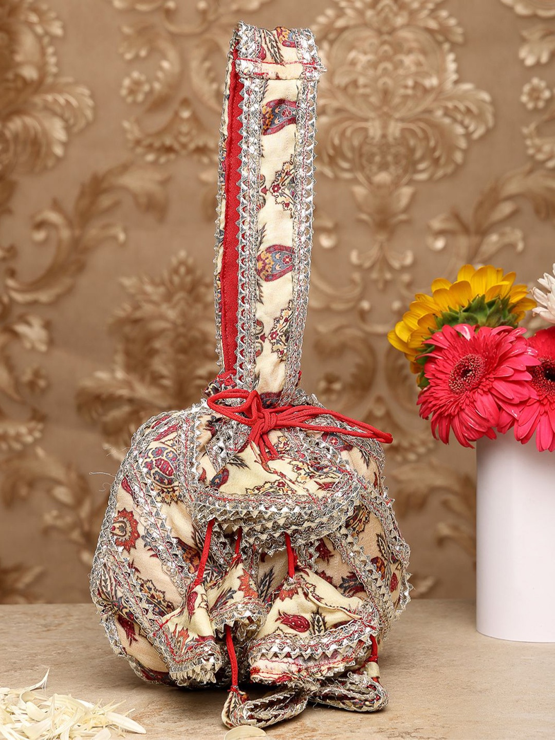 

Dhrohar Embellished Potli Clutch, Beige