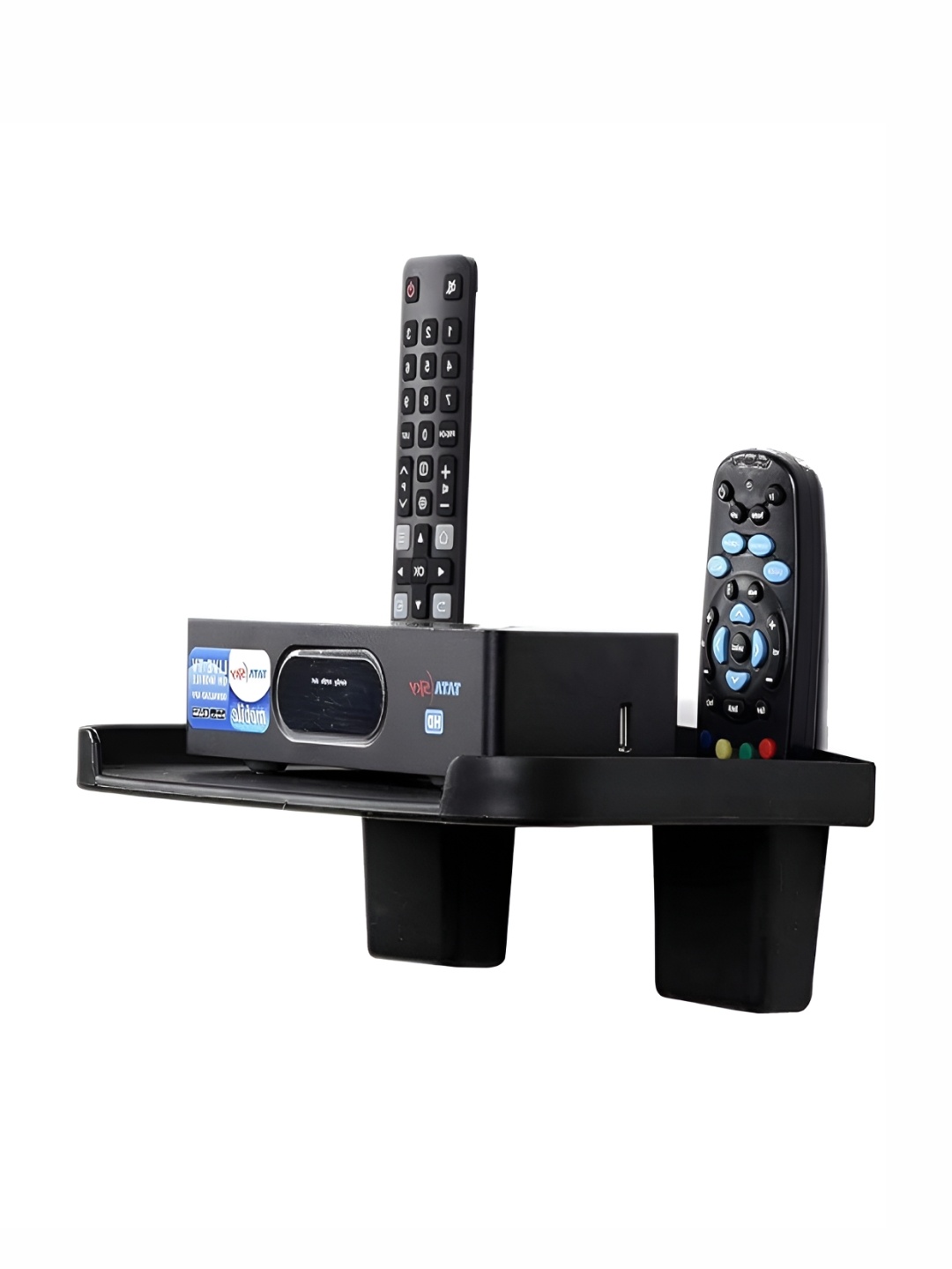 

DALUCI Black MDF Set Top Box Stand with 2 Remote Holder Corner Wall Shelf