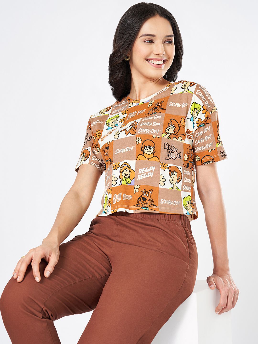 

Honey by Pantaloons Women Printed Cotton High-Low Top, Off white