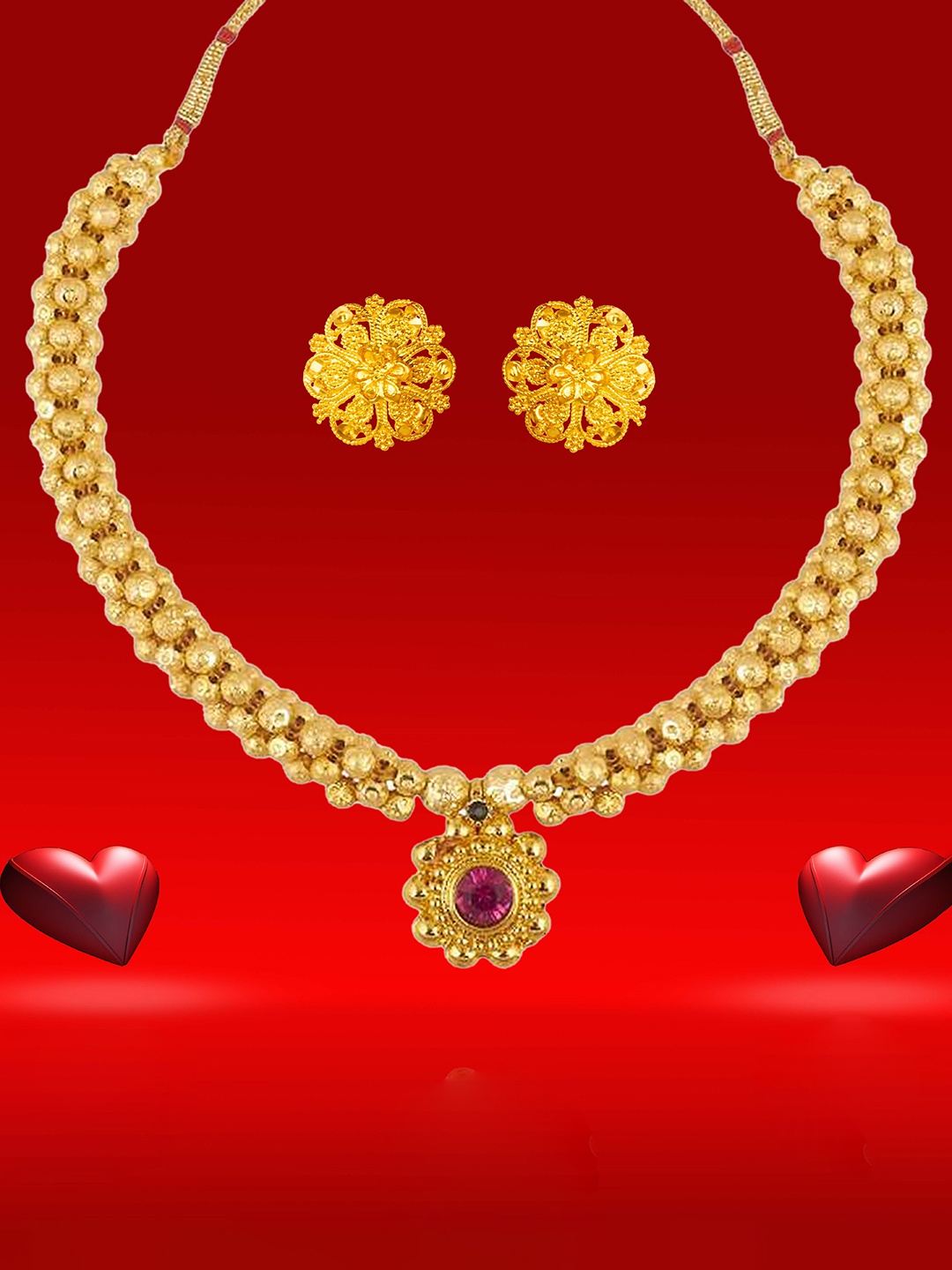 

Heer Collection Gold-Plated Antique Jewellery Set