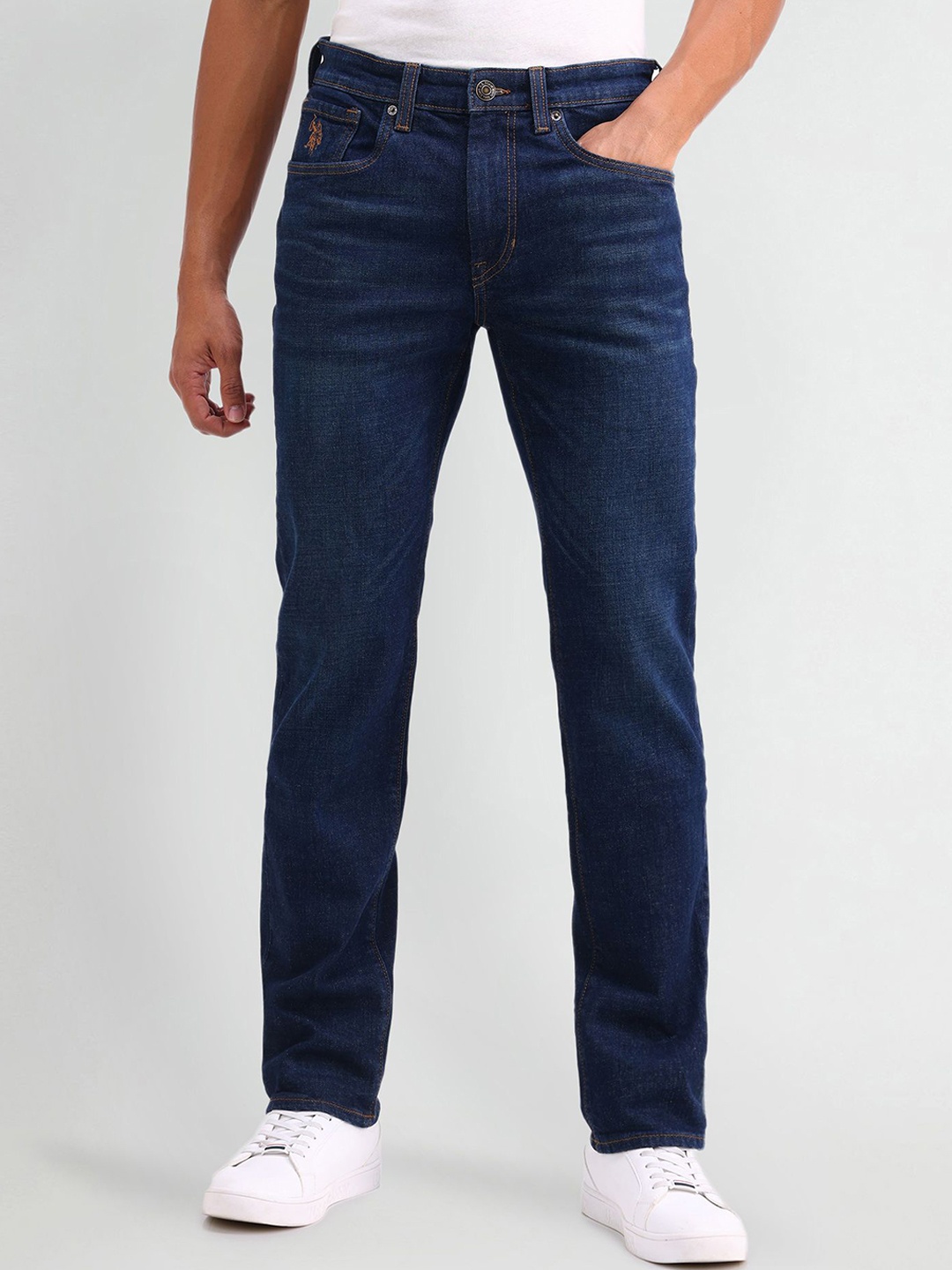 

U.S. Polo Assn. Denim Co. Men Prince Slim Fit Heavy Fade Stretchable Jeans, Blue