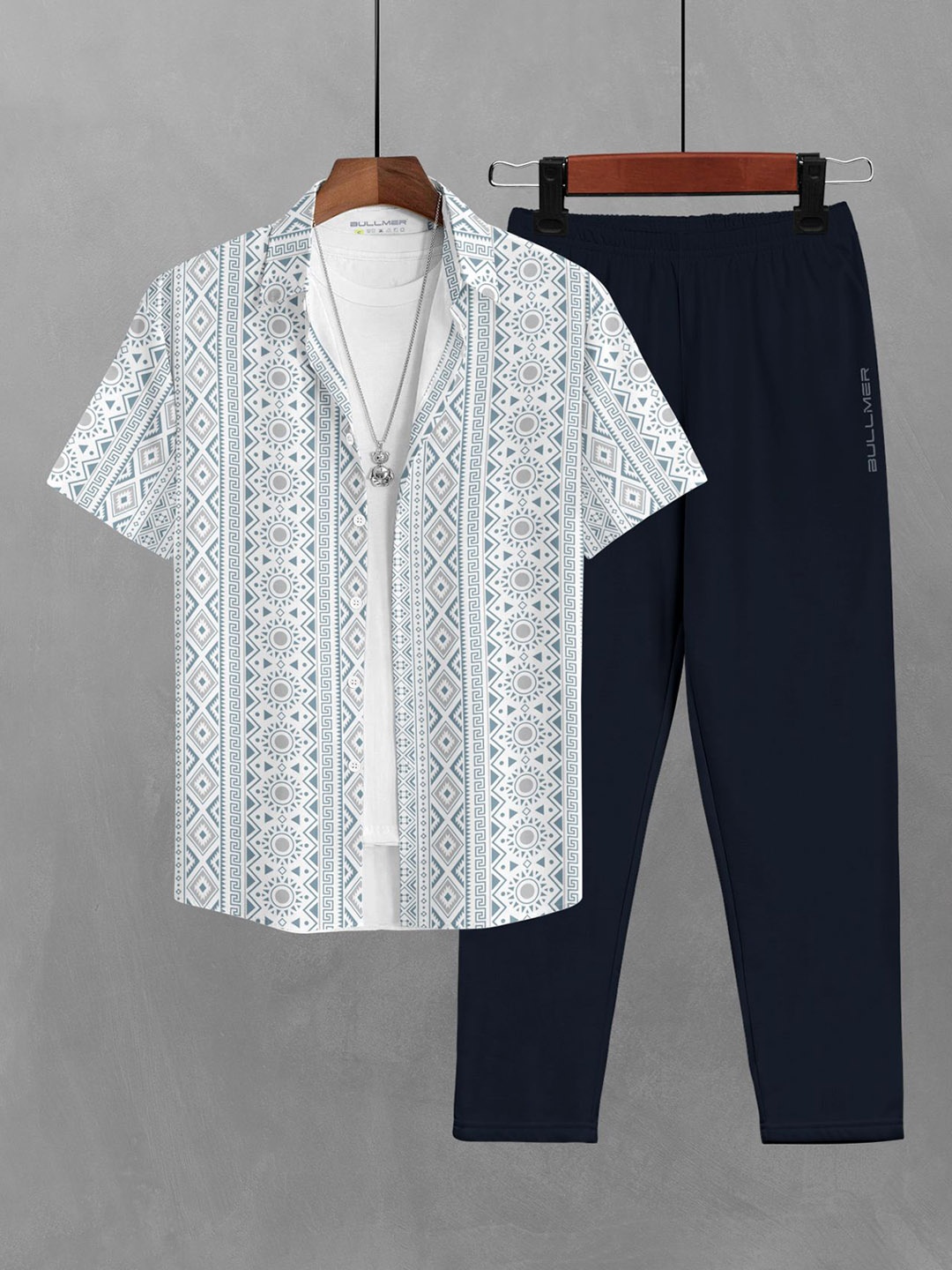 

BULLMER Printed Short Sleeves Shirt With Trousers Co-Ords, Charcoal